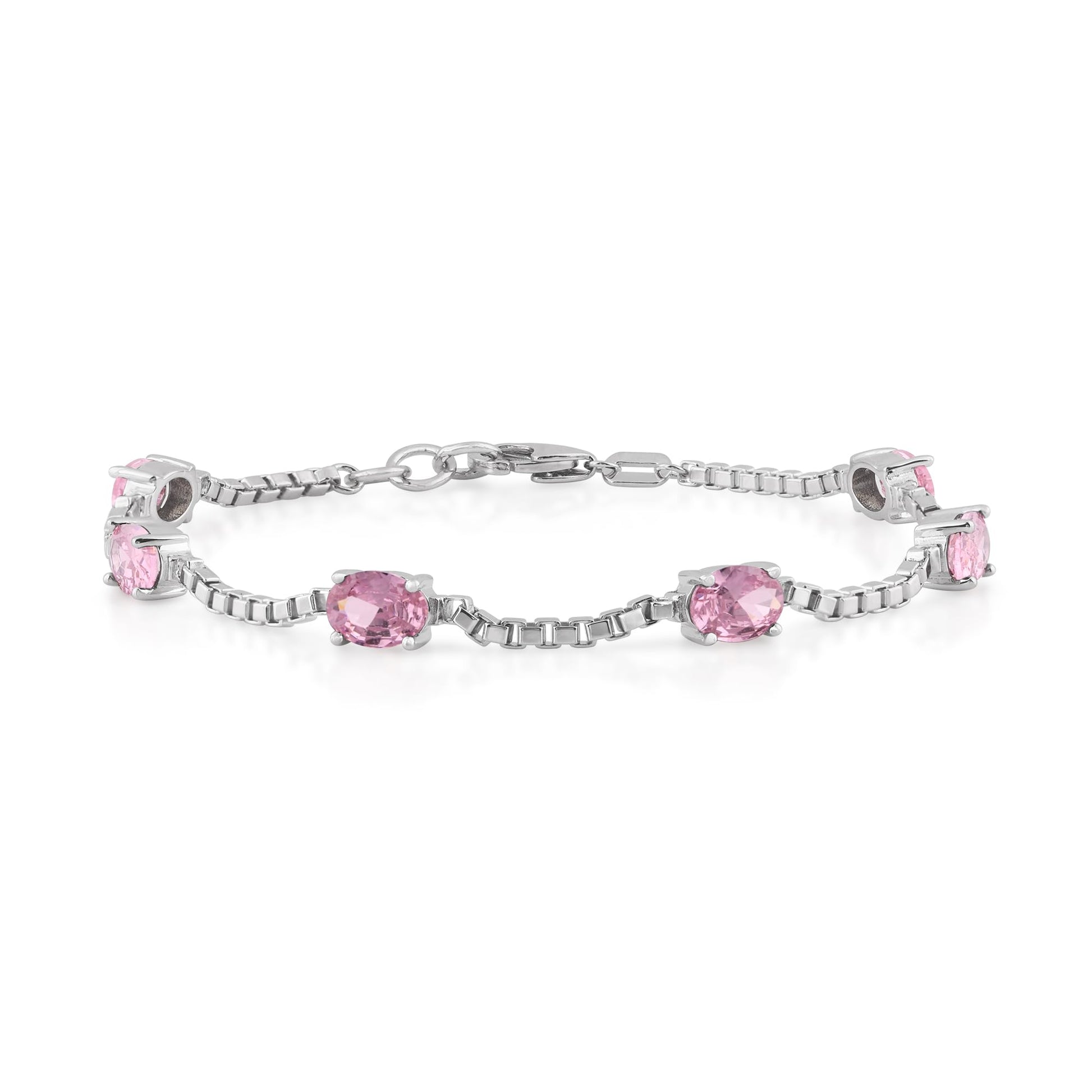 Ashley Stewart Birthstone Bracelet in Sterling Silver, Oval Cut 5*7mm, 7 Inches with  Garnet Red