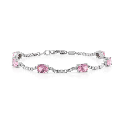 Ashley Stewart Birthstone Bracelet in Sterling Silver, Oval Cut 5*7mm, 7 Inches with  Garnet Red