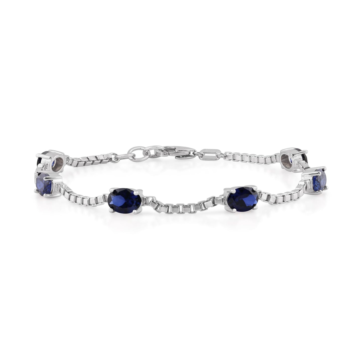 Ashley Stewart Birthstone Bracelet in Sterling Silver, Oval Cut 5*7mm, 7 Inches with  Garnet Red