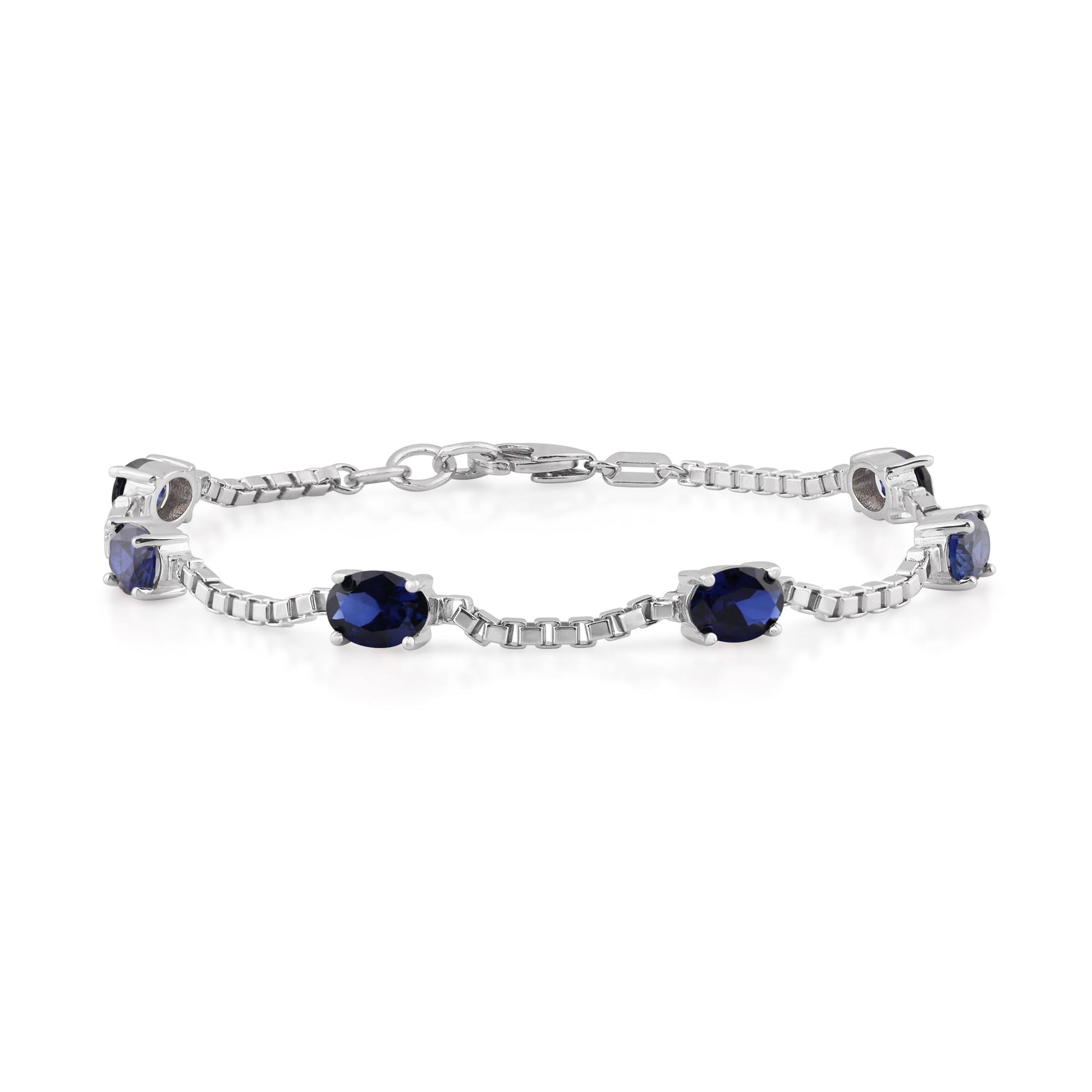 Ashley Stewart Birthstone Bracelet in Sterling Silver, Oval Cut 5*7mm, 7 Inches with  Garnet Red