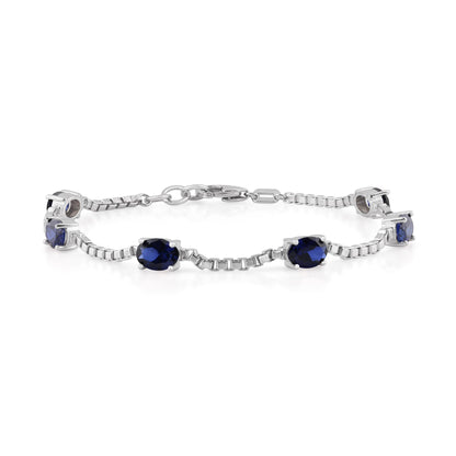 Ashley Stewart Birthstone Bracelet in Sterling Silver, Oval Cut 5*7mm, 7 Inches with  Garnet Red