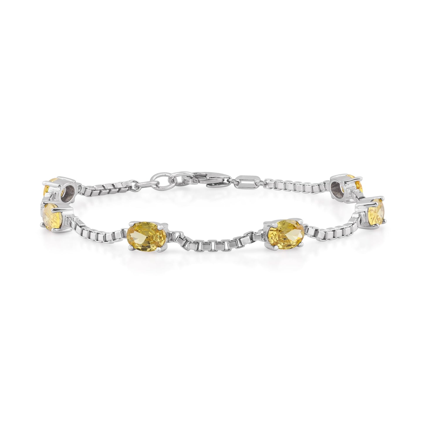 Ashley Stewart Birthstone Bracelet in Sterling Silver, Oval Cut 5*7mm, 7 Inches with  Garnet Red