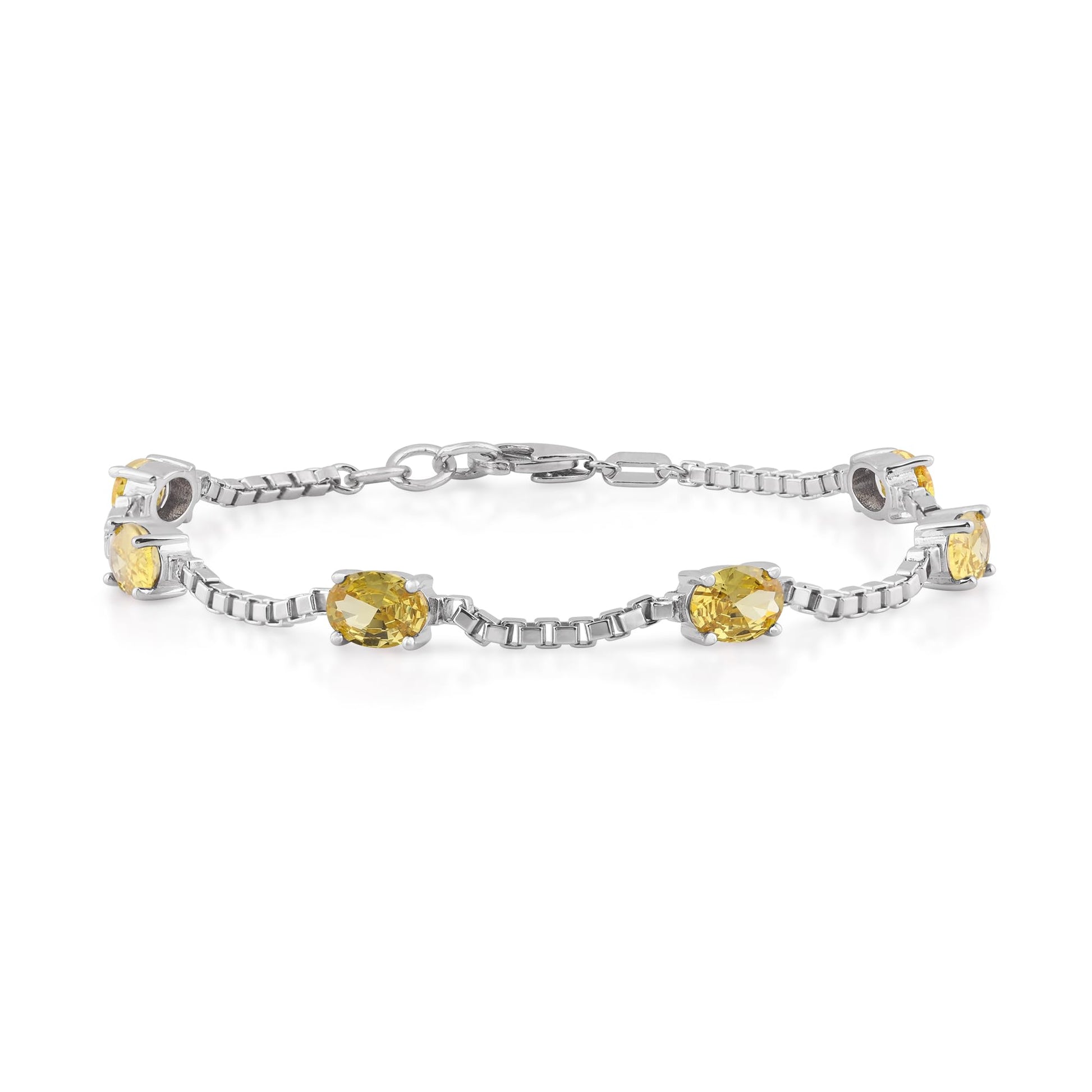 Ashley Stewart Birthstone Bracelet in Sterling Silver, Oval Cut 5*7mm, 7 Inches with  Garnet Red