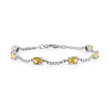 Ashley Stewart Birthstone Bracelet in Sterling Silver, Oval Cut 5*7mm, 7 Inches with  Garnet Red