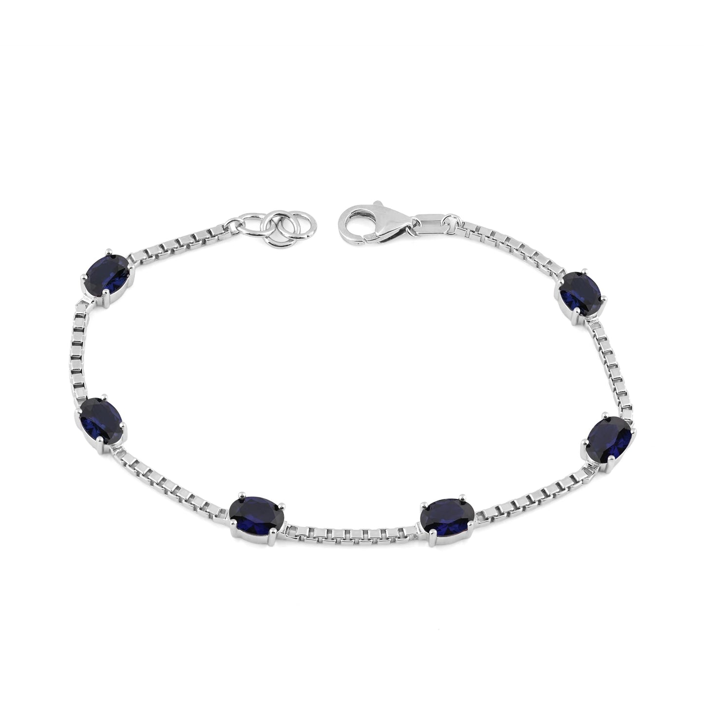 Ashley Stewart Birthstone Bracelet in Sterling Silver, Oval Cut 5*7mm, 7 Inches with  Garnet Red