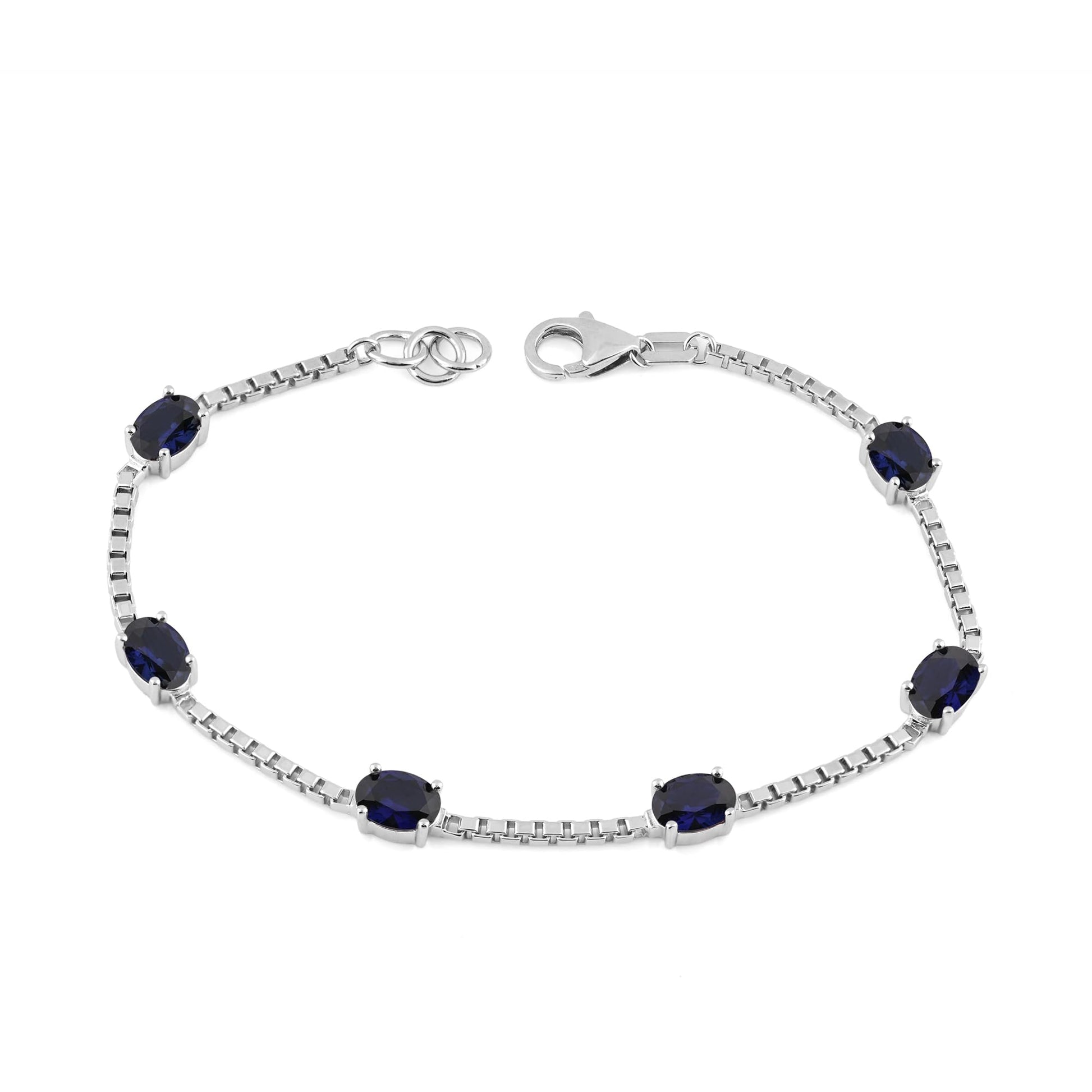 Ashley Stewart Birthstone Bracelet in Sterling Silver, Oval Cut 5*7mm, 7 Inches with  Garnet Red