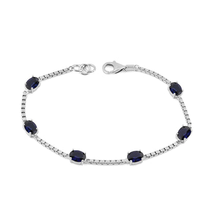 Ashley Stewart Birthstone Bracelet in Sterling Silver, Oval Cut 5*7mm, 7 Inches with  Garnet Red