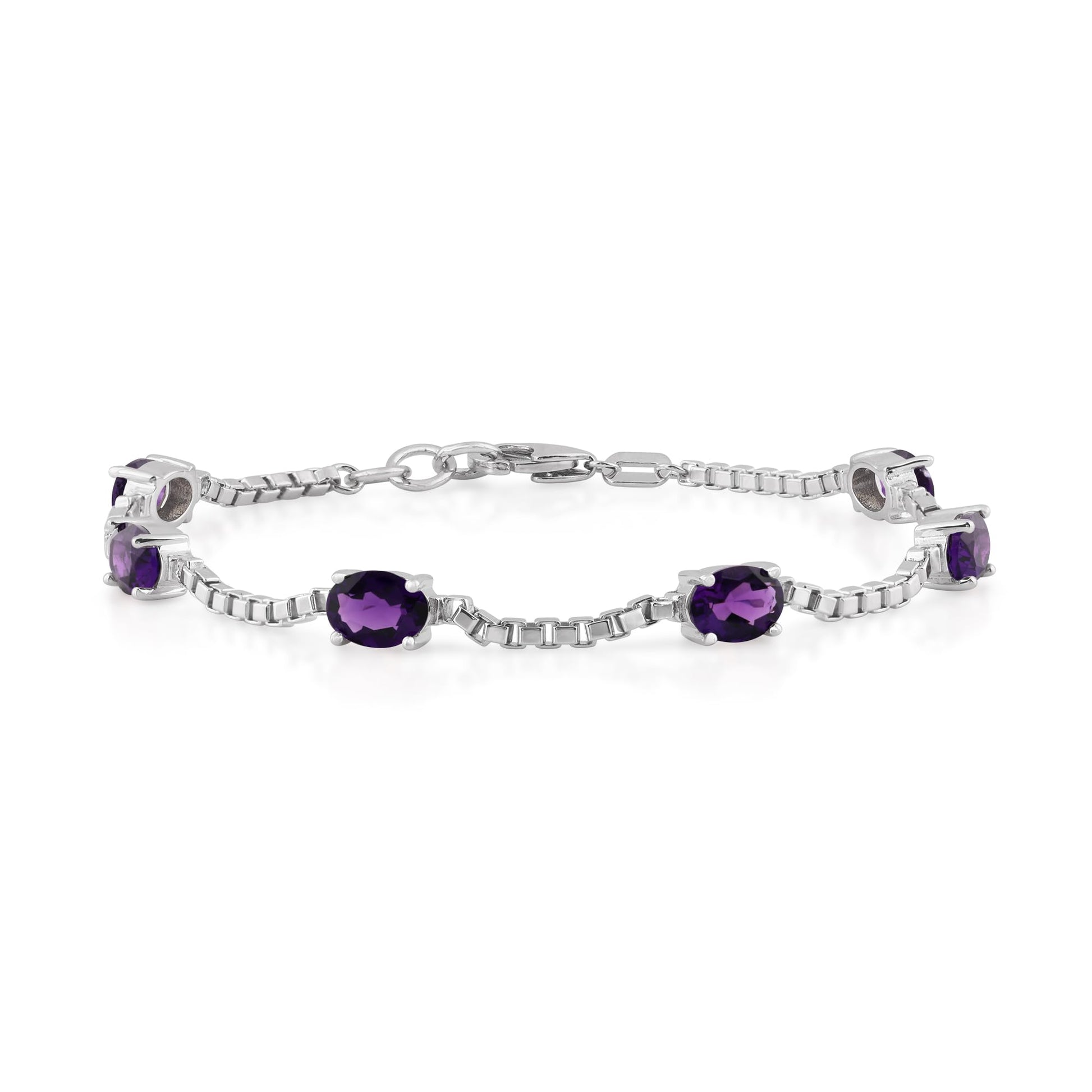 Ashley Stewart Birthstone Bracelet in Sterling Silver, Oval Cut 5*7mm, 7 Inches with  Garnet Red