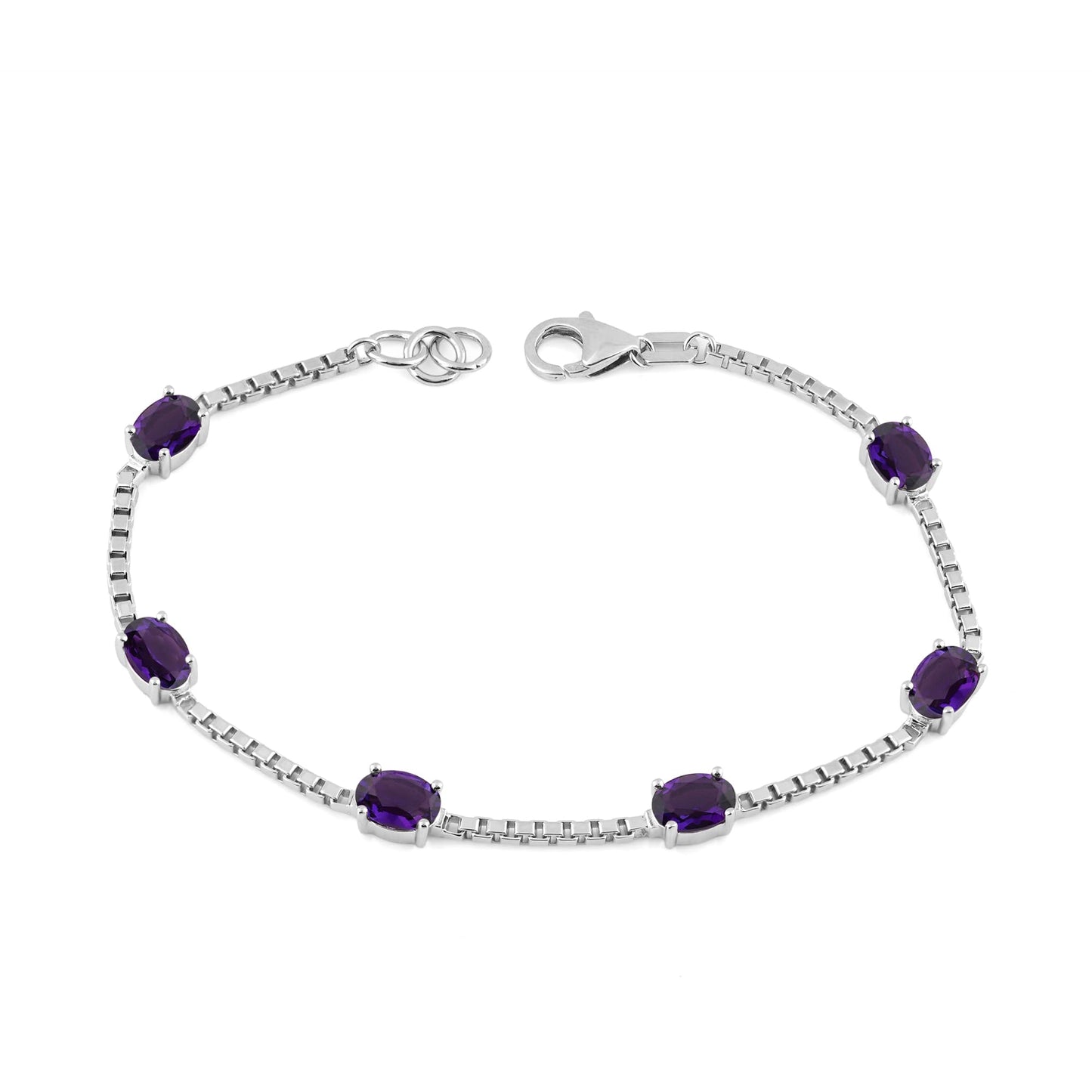 Ashley Stewart Birthstone Bracelet in Sterling Silver, Oval Cut 5*7mm, 7 Inches with  Garnet Red