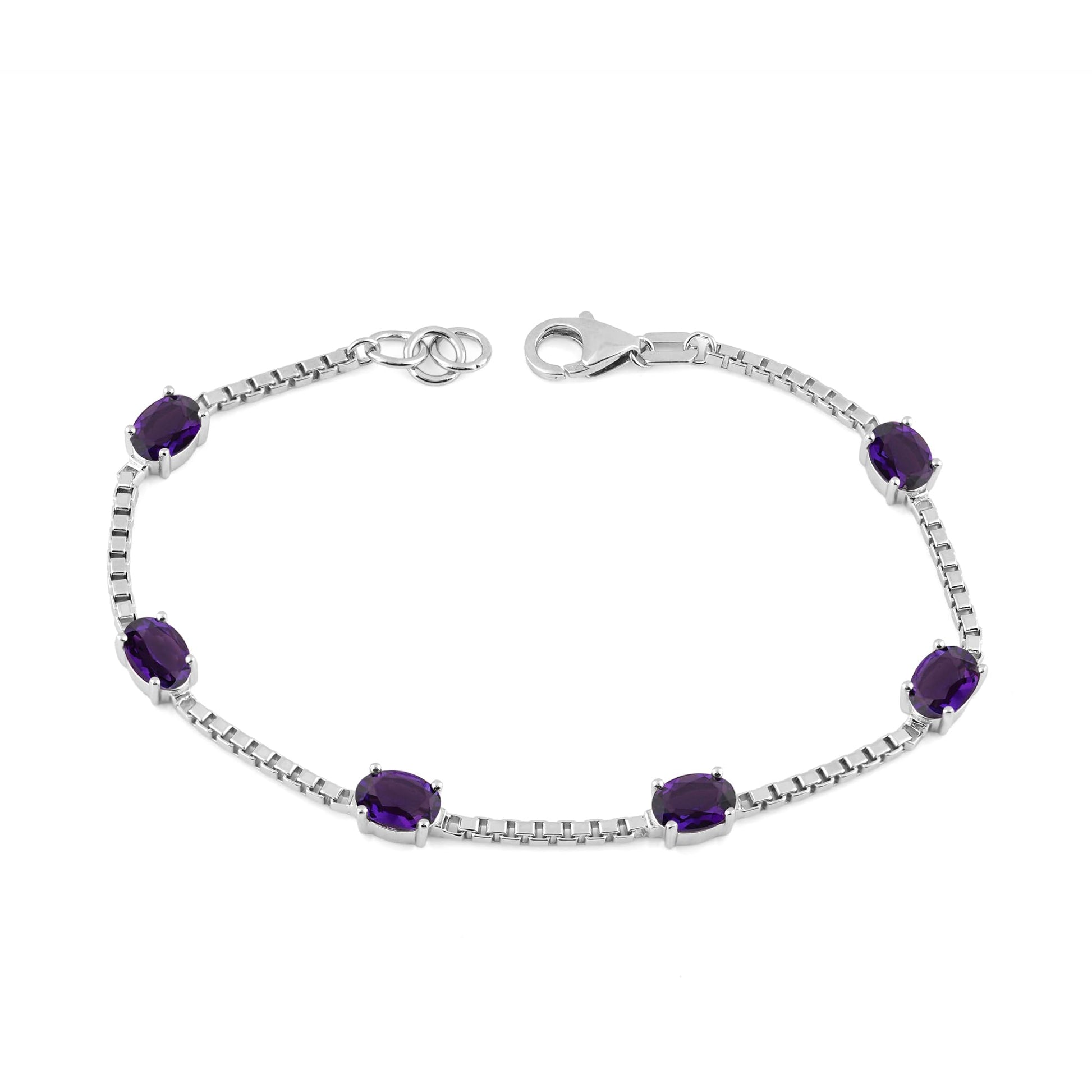 Ashley Stewart Birthstone Bracelet in Sterling Silver, Oval Cut 5*7mm, 7 Inches with  Garnet Red