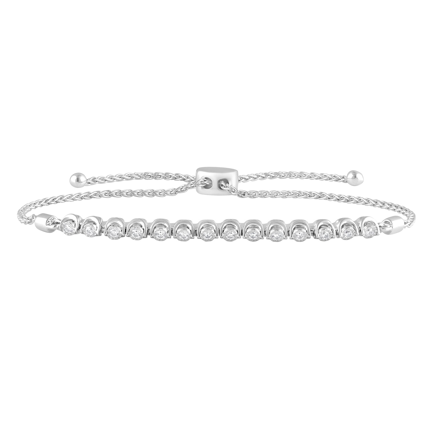 Ashley Stewart 0.25 Carat Sterling Silver Lab Grown Diamond Bolo Bracelet