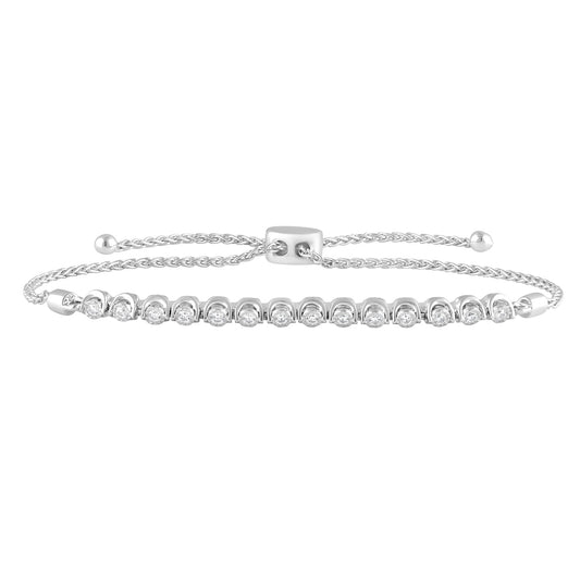 Ashley Stewart 0.25 Carat Sterling Silver Lab Grown Diamond Bolo Bracelet