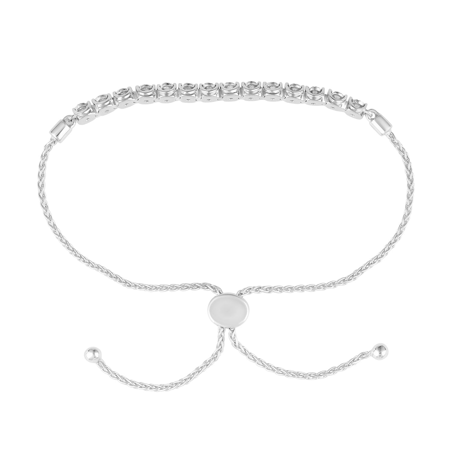 Ashley Stewart 0.25 Carat Sterling Silver Lab Grown Diamond Bolo Bracelet