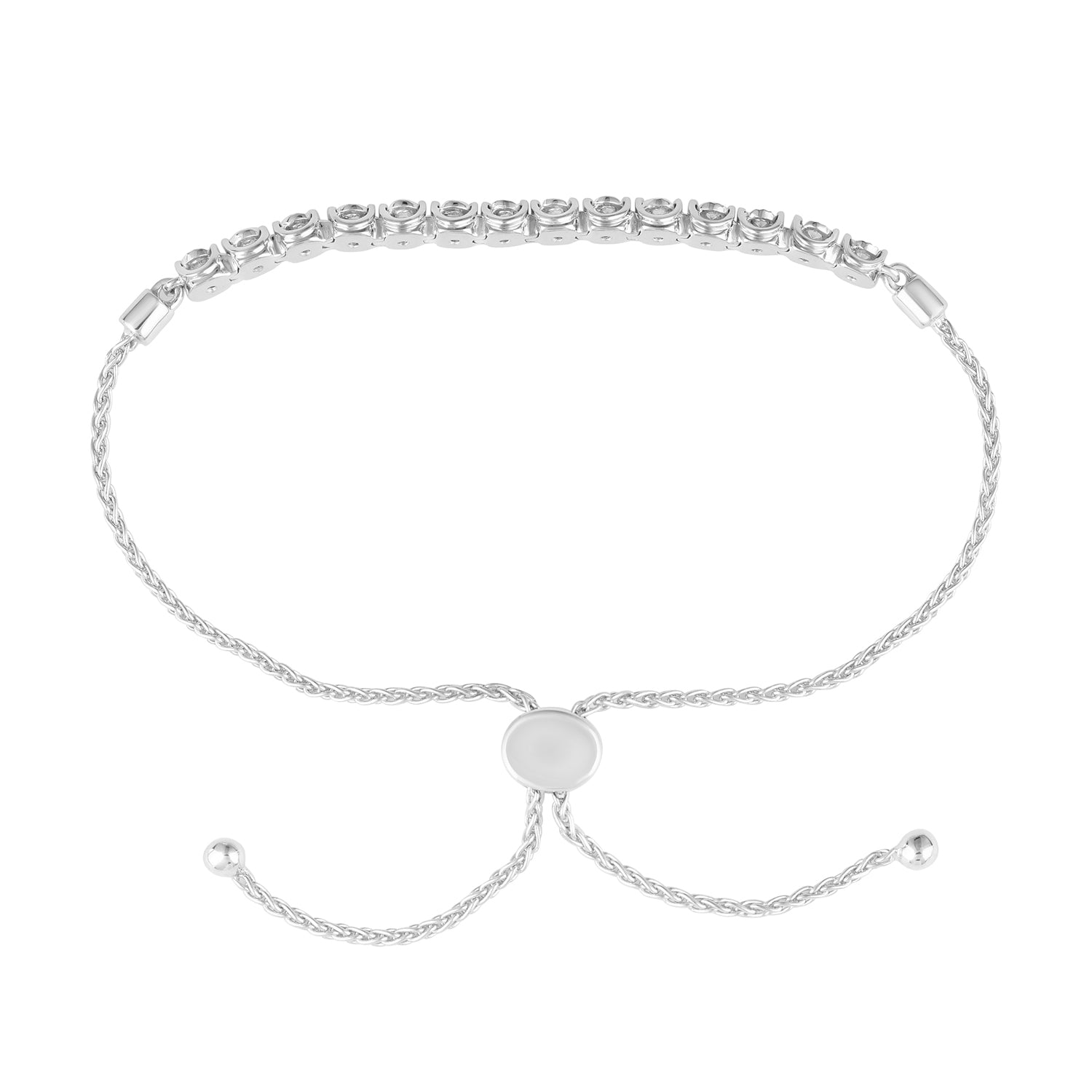 Ashley Stewart 0.25 Carat Sterling Silver Lab Grown Diamond Bolo Bracelet