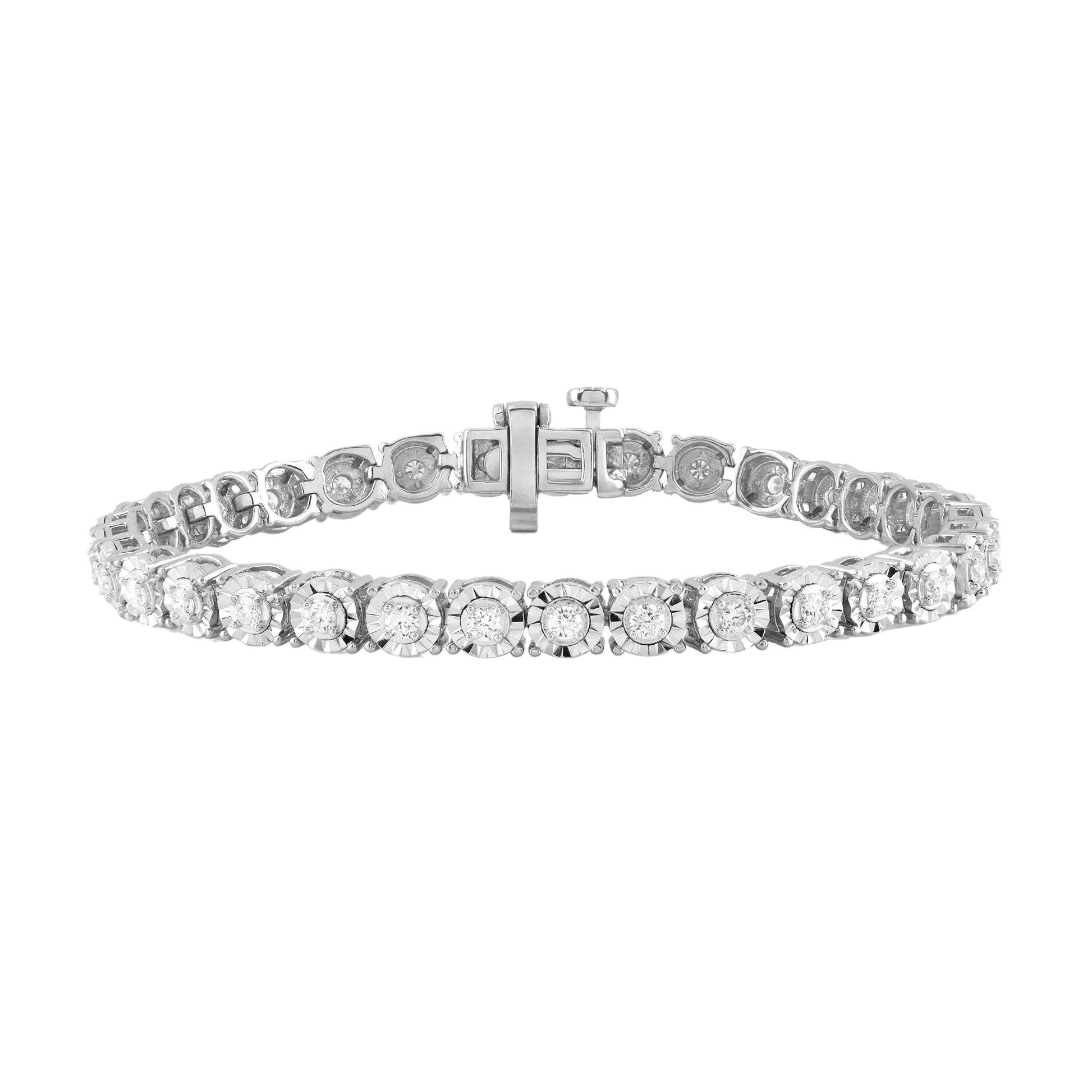 Ashley Stewart 1 Carat Round Lab Grown Diamond Tennis Bracelet White