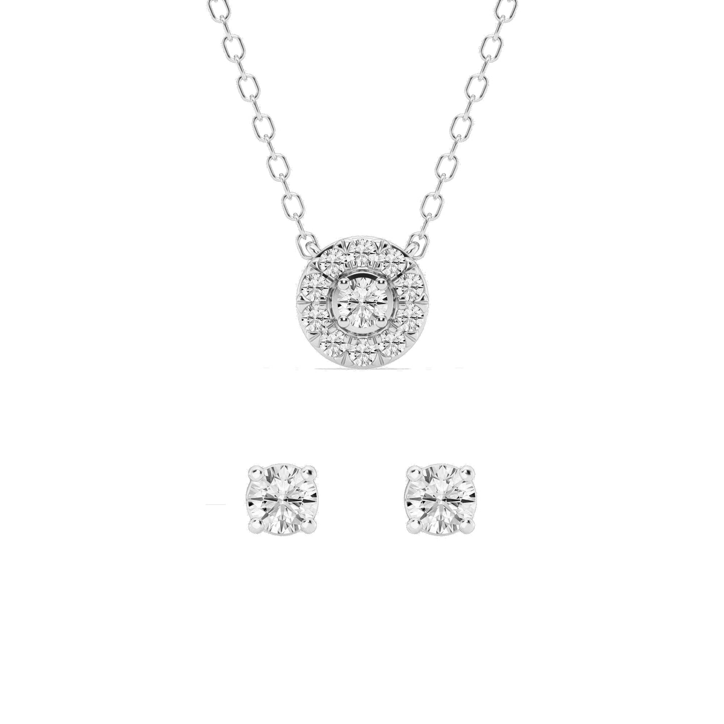 Ashley Stewart 0.33 Carat Lab Grown Round Diamond Halo Necklace Set