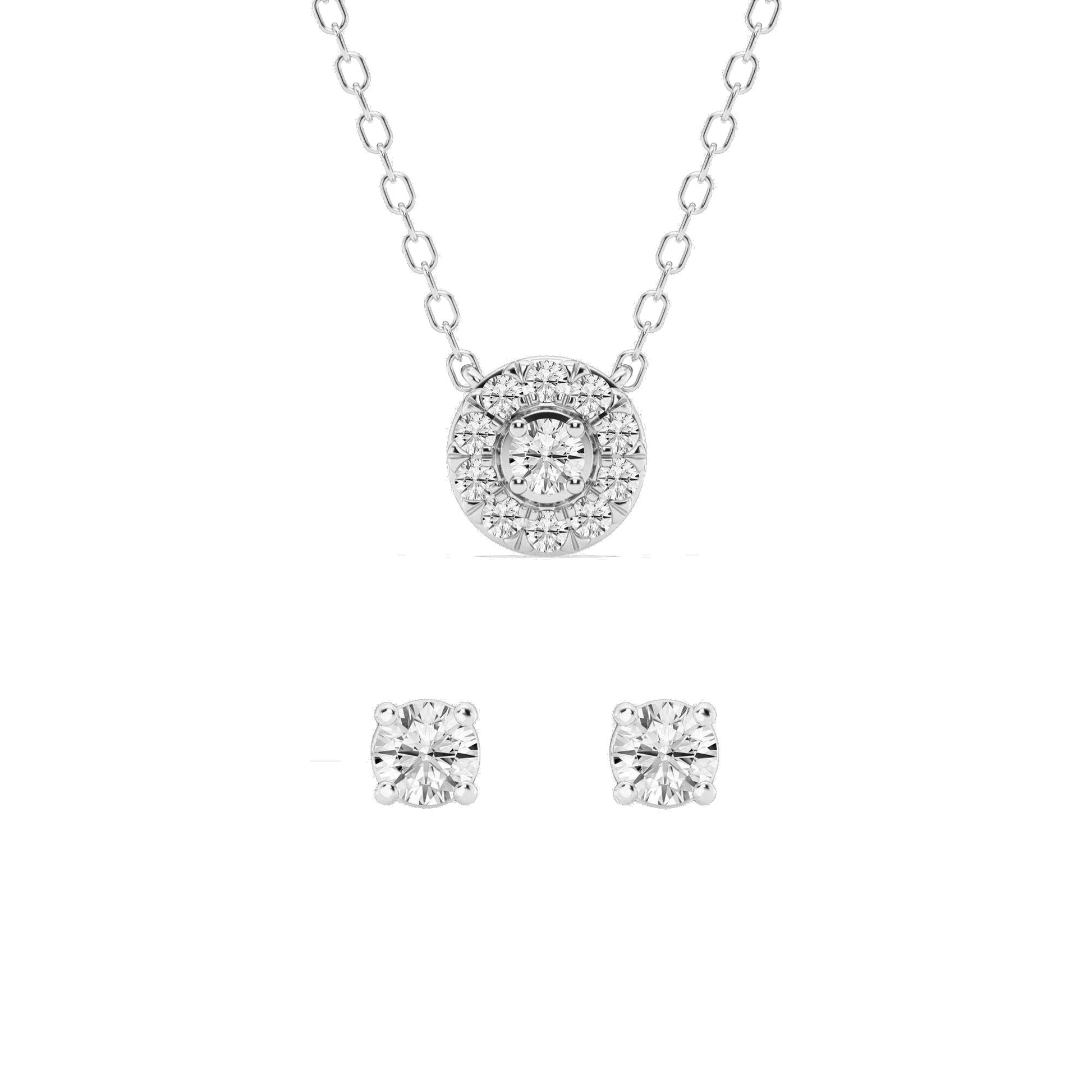 Ashley Stewart 0.33 Carat Lab Grown Round Diamond Halo Necklace Set