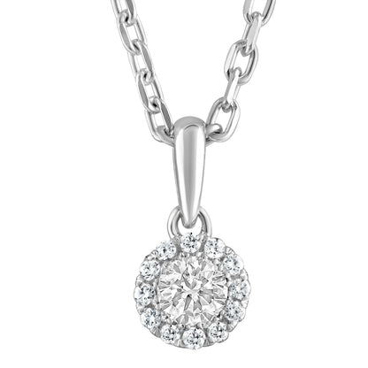 Ashley Stewart 0.50 Carat Lab Grown Sterling Silver Diamond Halo Necklace And Earring