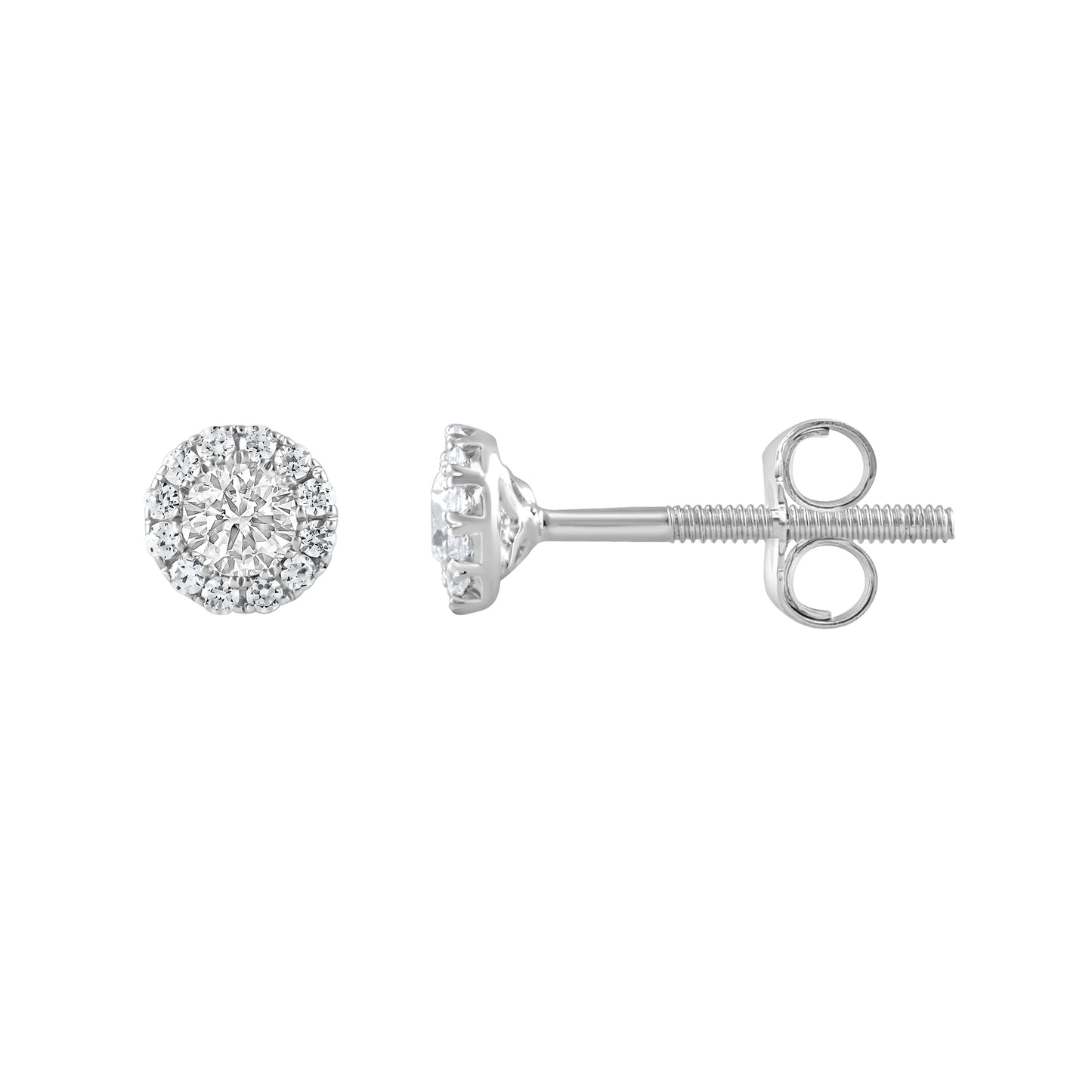 Ashley Stewart 0.50 Carat Lab Grown Sterling Silver Diamond Halo Necklace And Earring