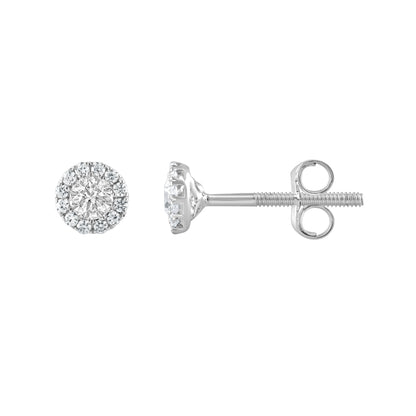Ashley Stewart 0.50 Carat Lab Grown Sterling Silver Diamond Halo Necklace And Earring