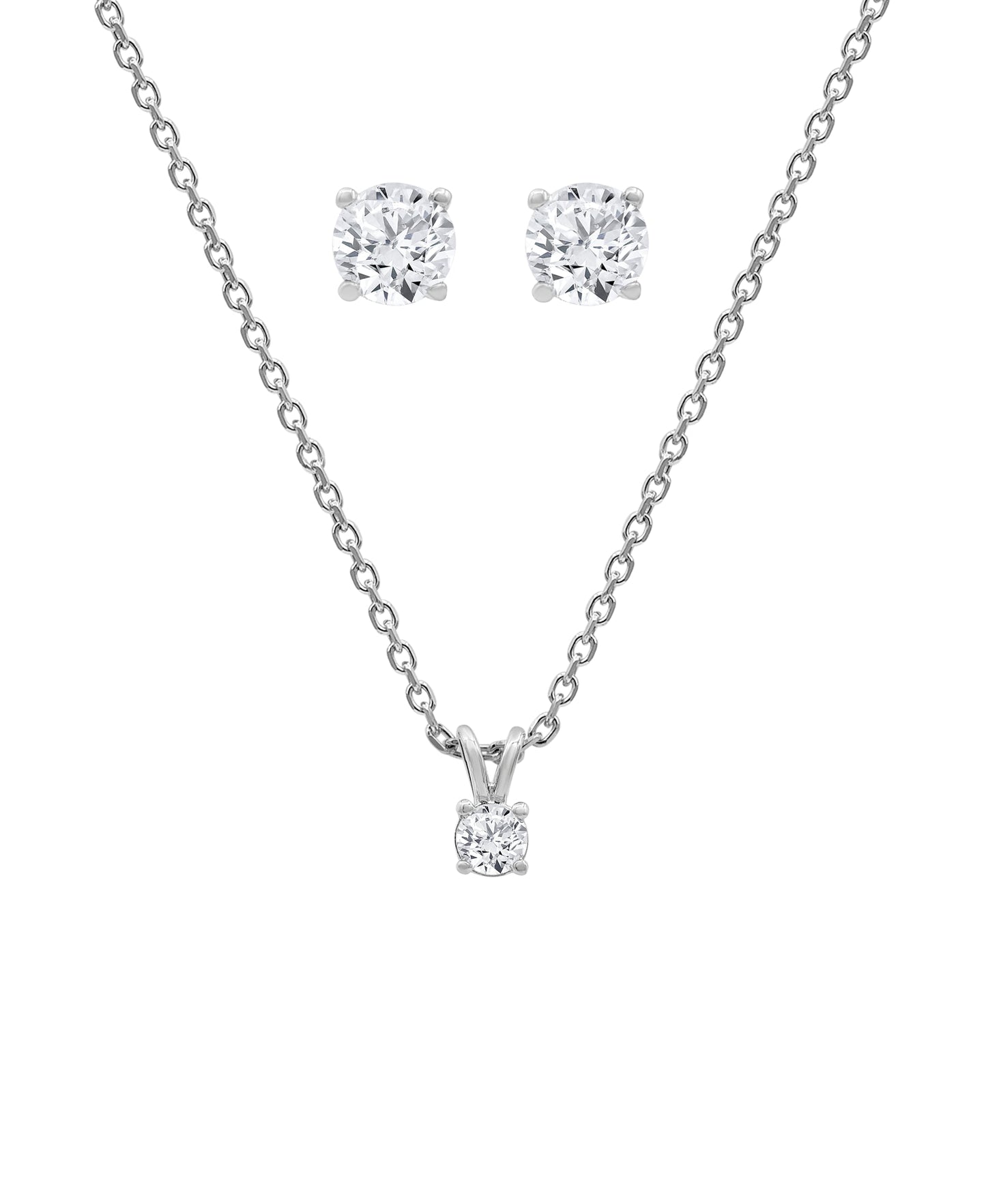 Ashley Stewart 0.50 Carat Lab Grown Round Cut Solitaire Diamond Necklace Set