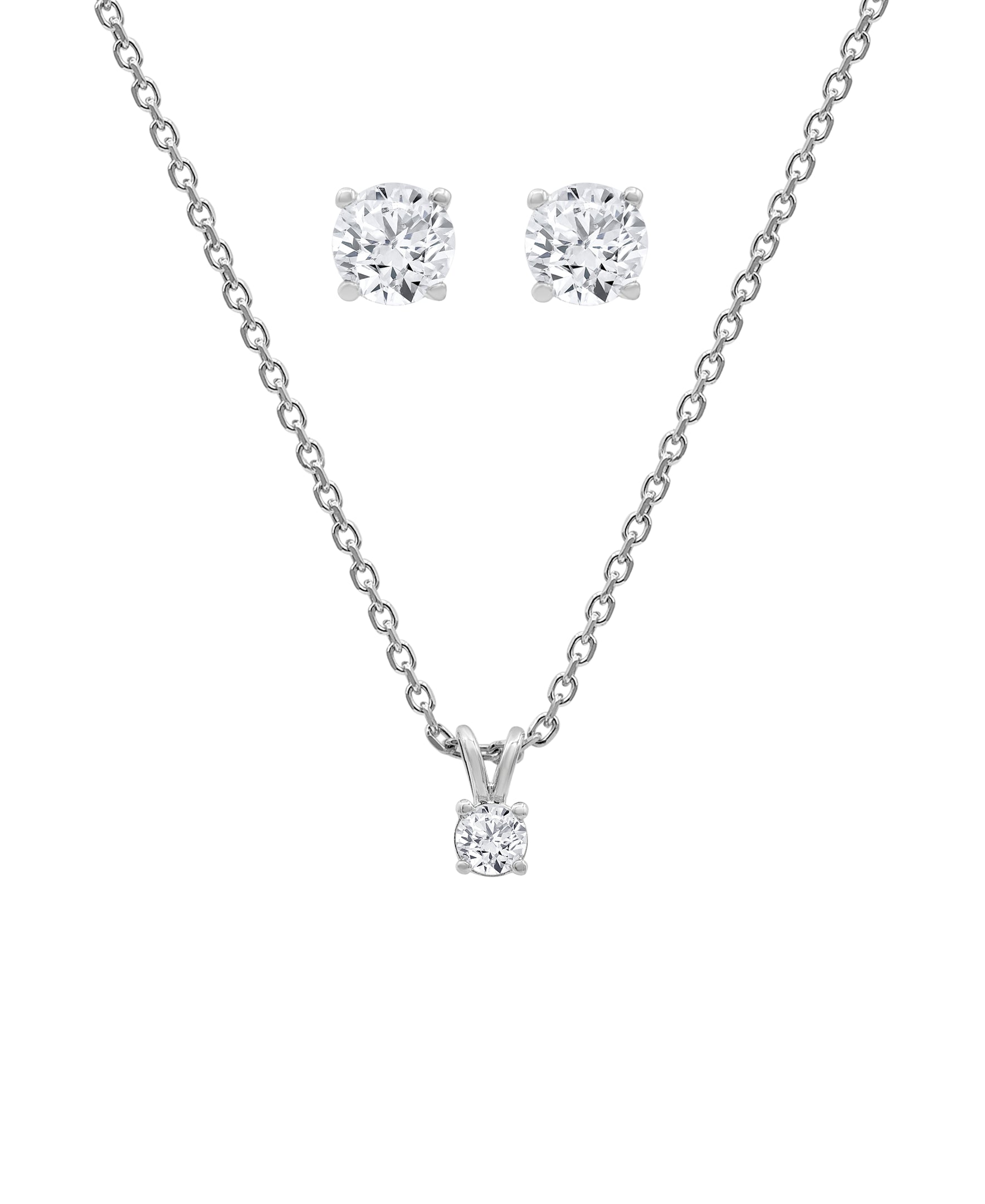 Ashley Stewart 0.50 Carat Lab Grown Round Cut Solitaire Diamond Necklace Set