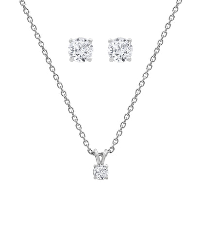 Ashley Stewart 0.50 Carat Lab Grown Round Cut Solitaire Diamond Necklace Set