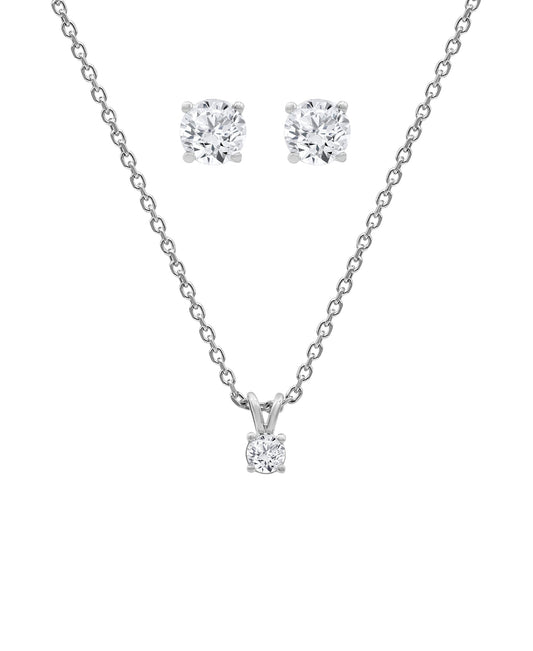 Ashley Stewart 0.50 Carat Lab Grown Round Cut Solitaire Diamond Necklace Set