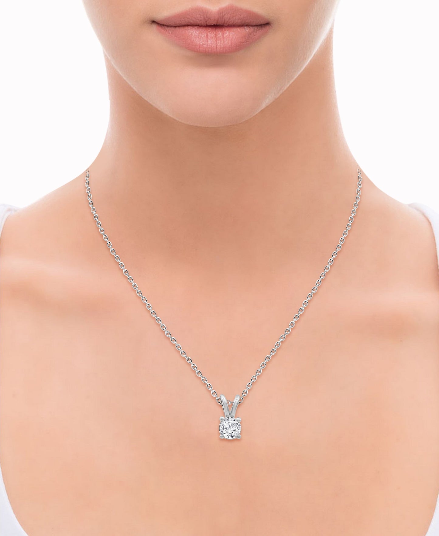 Ashley Stewart 0.50 Carat Lab Grown Round Cut Solitaire Diamond Necklace Set