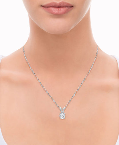 Ashley Stewart 0.50 Carat Lab Grown Round Cut Solitaire Diamond Necklace Set