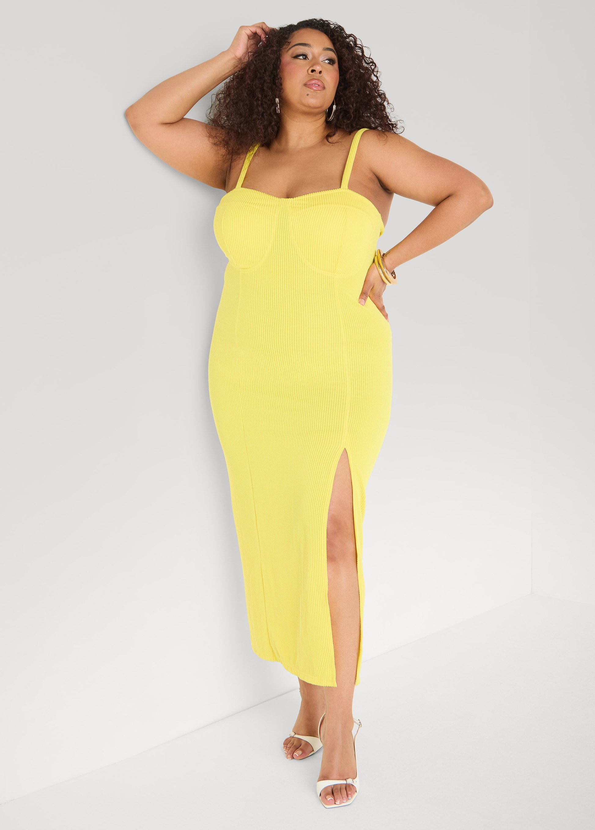 Ashley Stewart Ribbed Maxi Bodycon Dress Raspberry Radiance