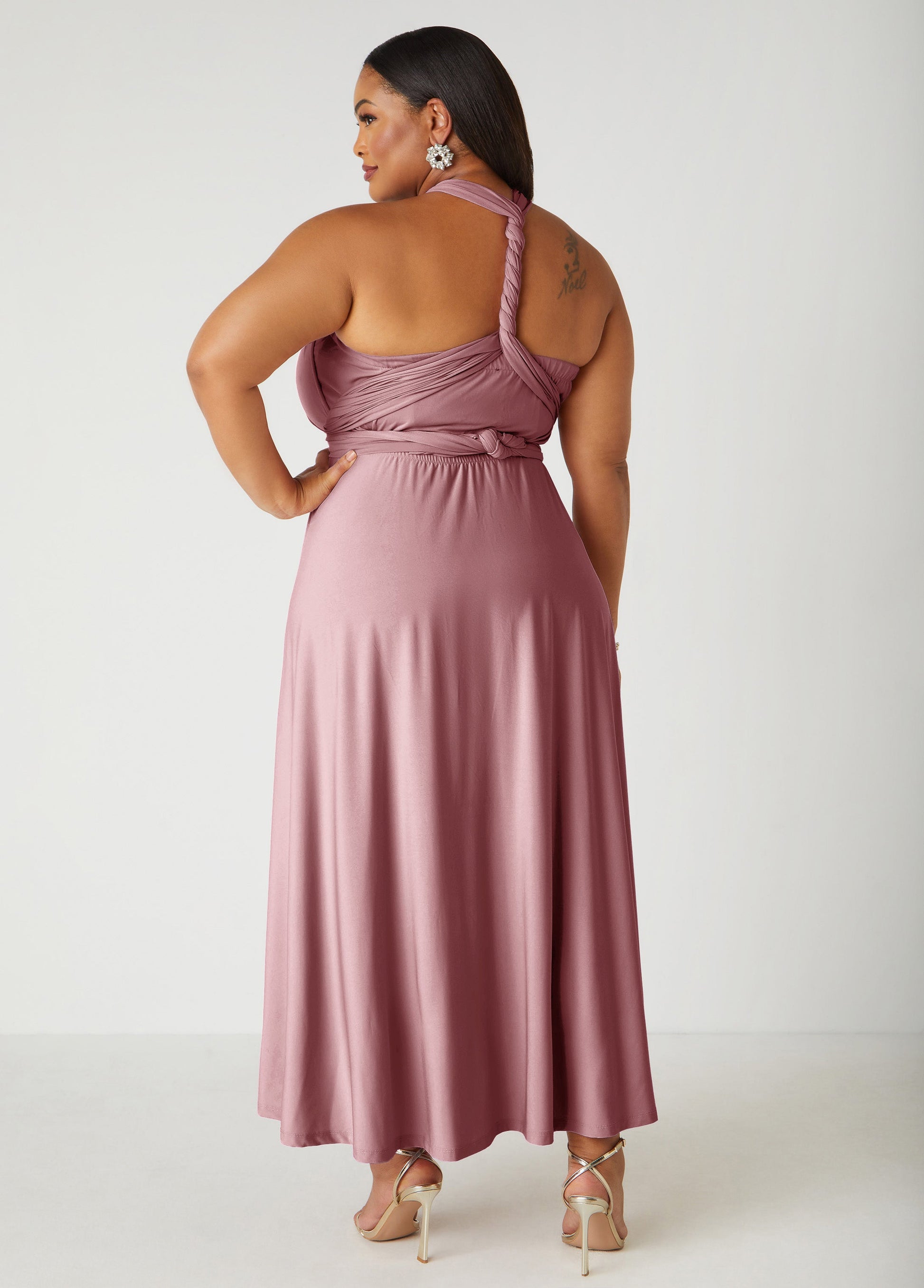 Ashley Stewart Convertible Multi Way Maxi Dress Blush