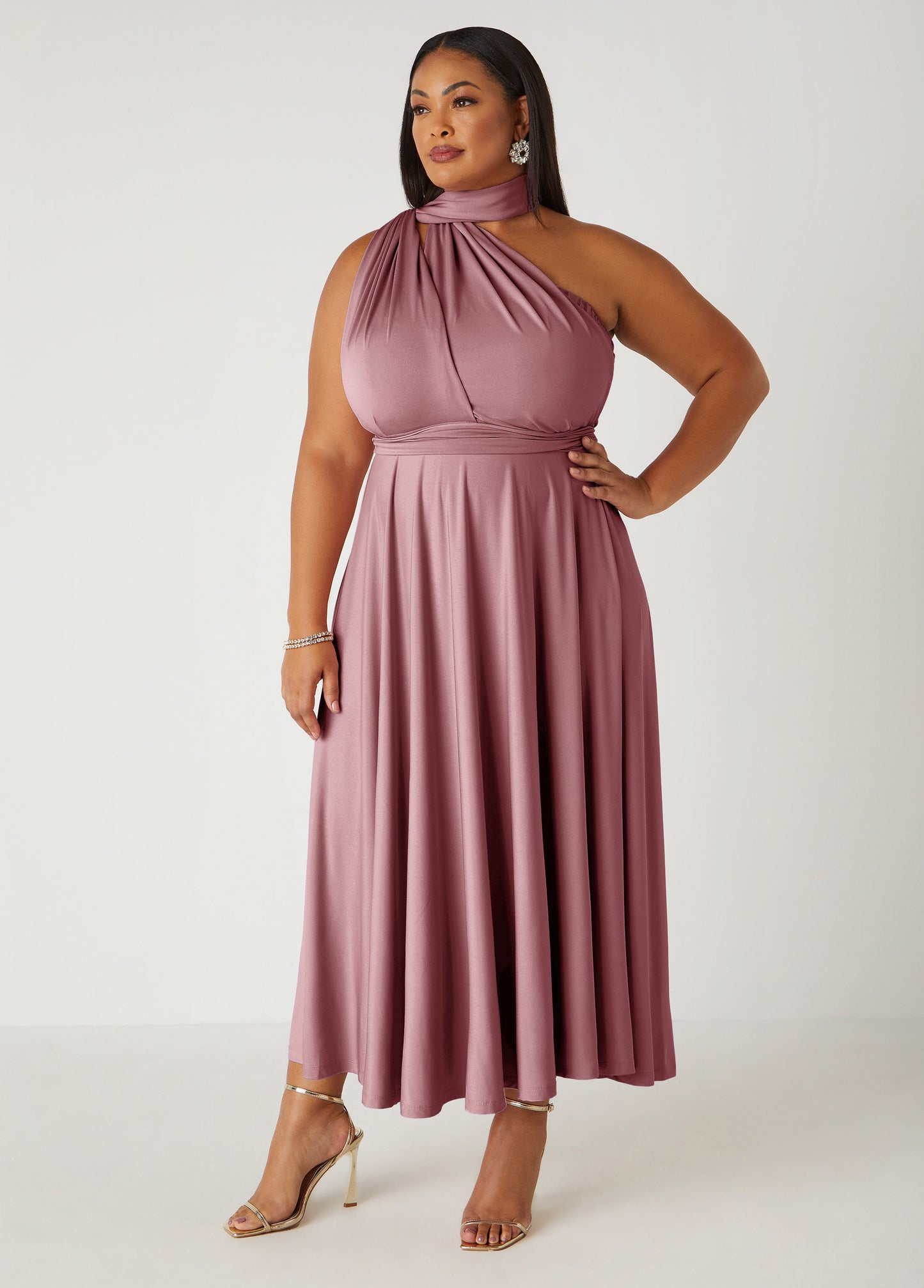 Ashley Stewart Convertible Multi Way Maxi Dress Blush