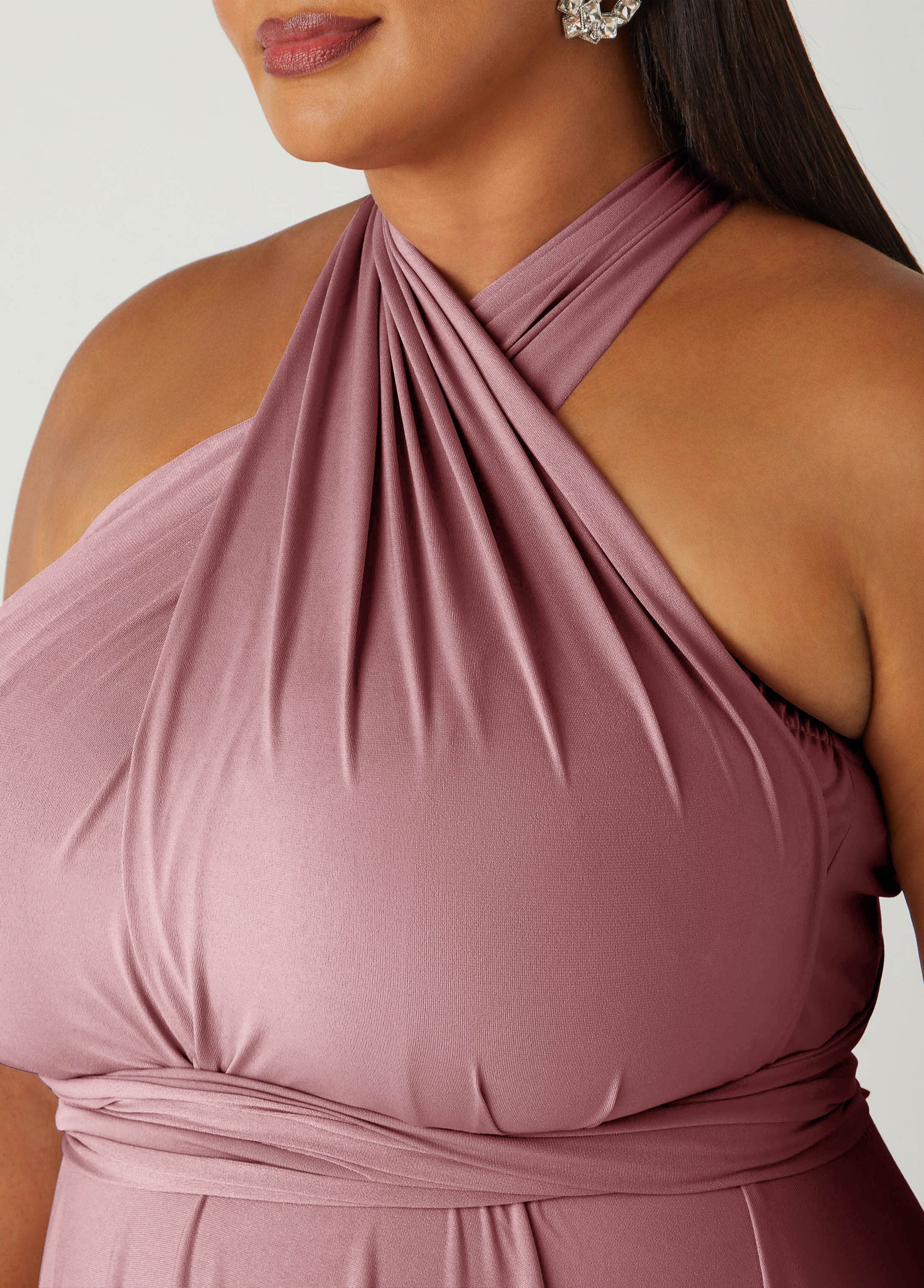 Ashley Stewart Convertible Multi Way Maxi Dress Blush