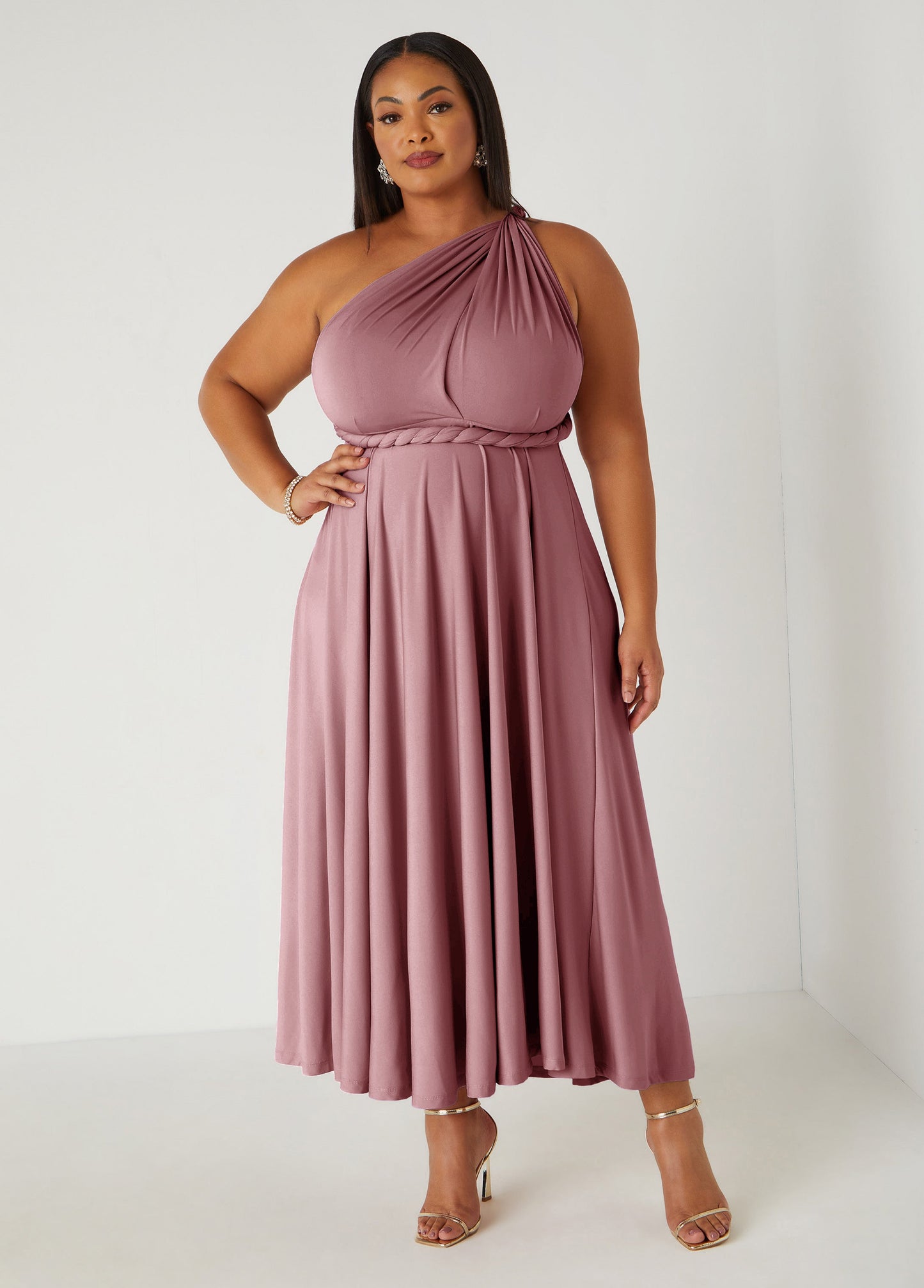 Ashley Stewart Convertible Multi Way Maxi Dress Blush