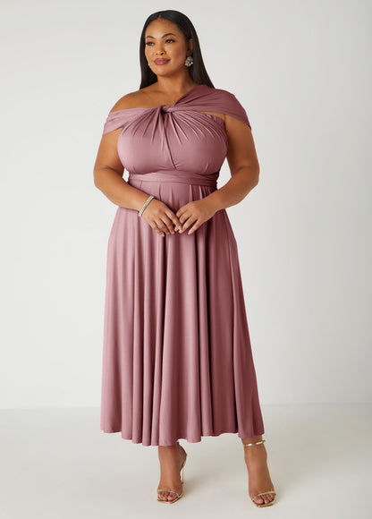 Ashley Stewart Convertible Multi Way Maxi Dress Blush