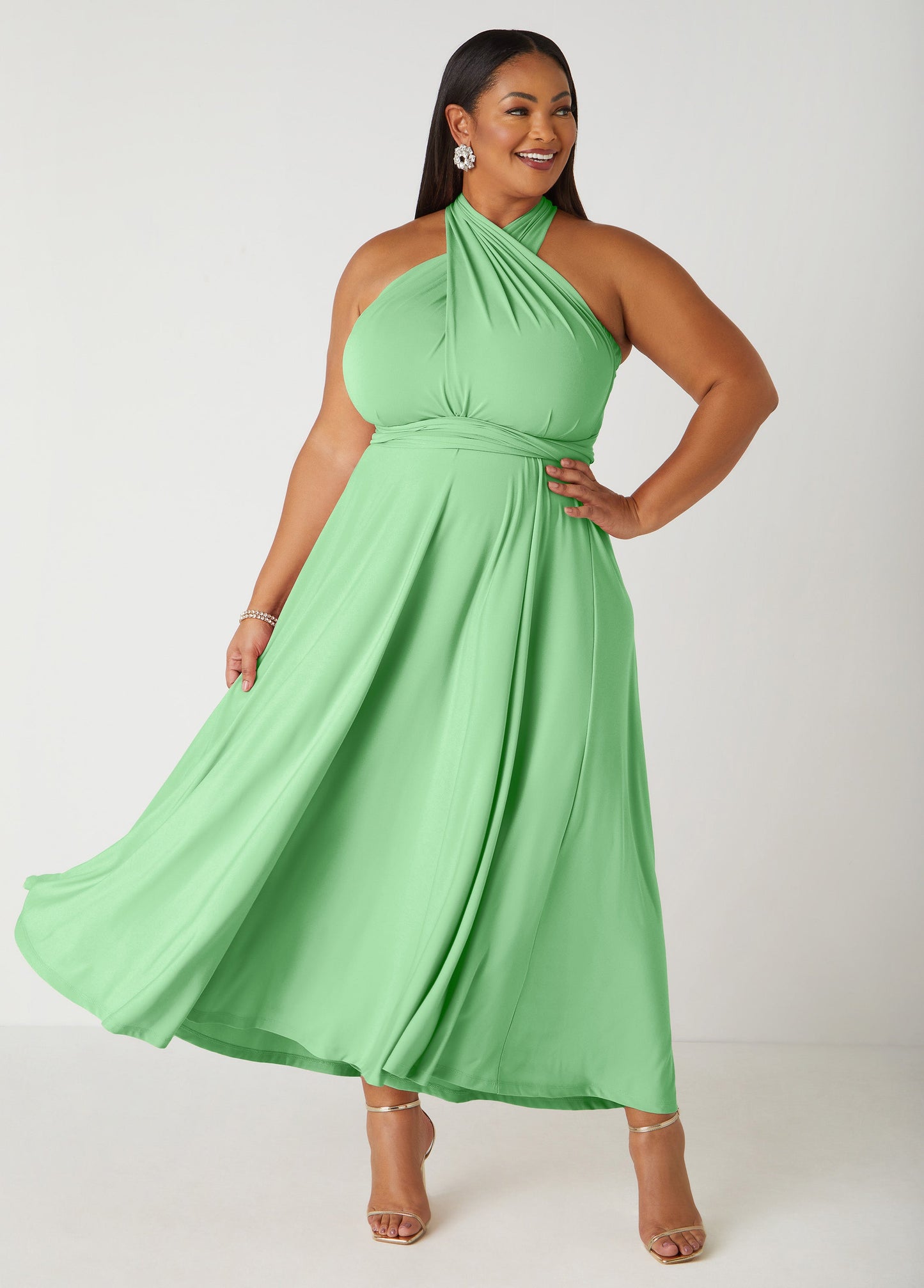 Ashley Stewart Convertible Multi Way Dress Green