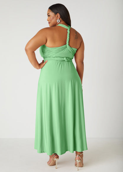 Ashley Stewart Convertible Multi Way Dress Green