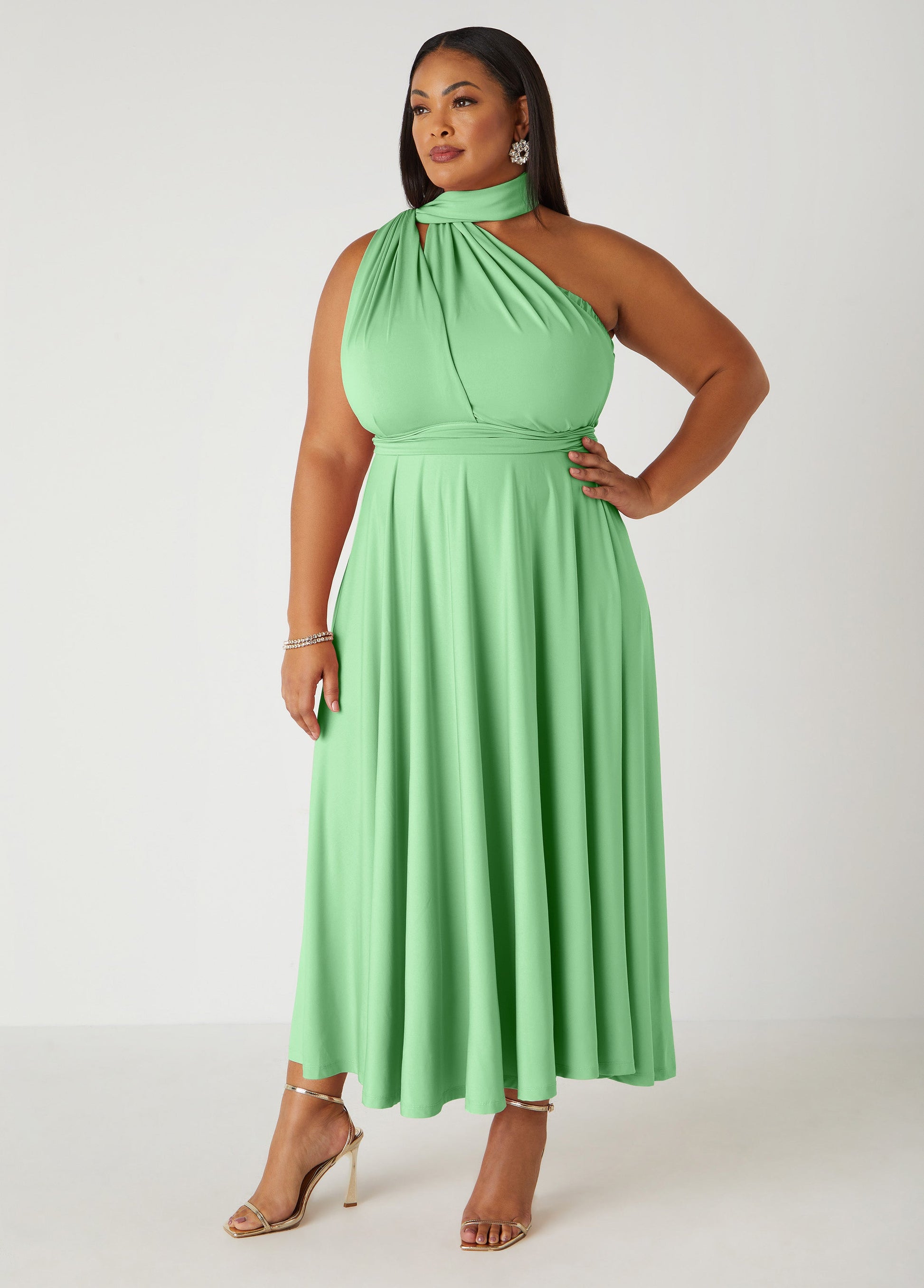 Ashley Stewart Convertible Multi Way Dress Green