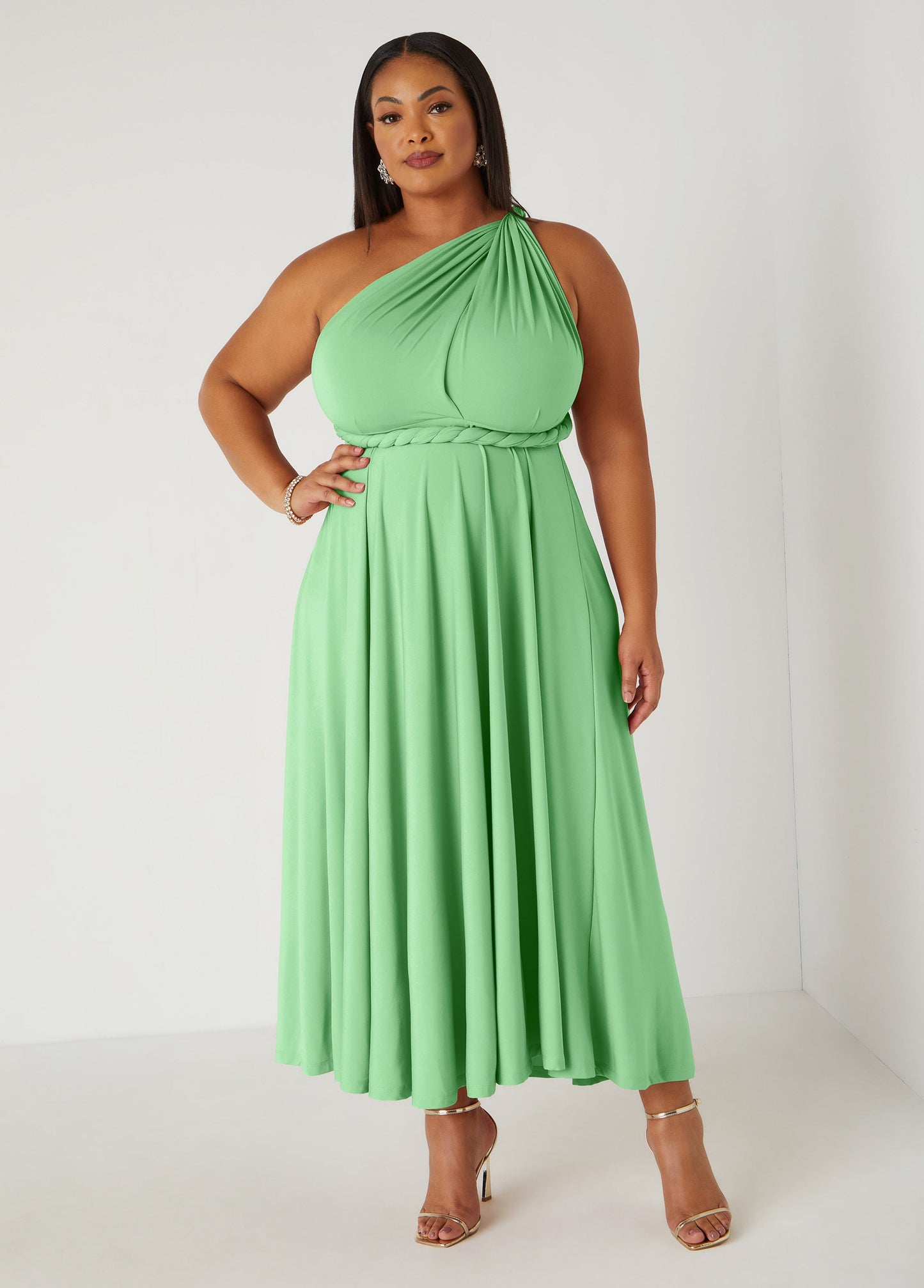 Ashley Stewart Convertible Multi Way Dress Green