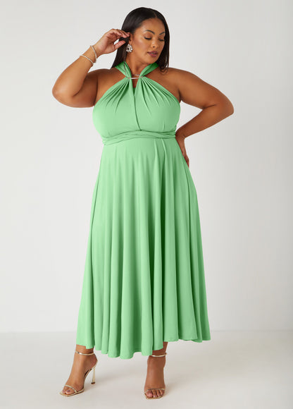 Ashley Stewart Convertible Multi Way Dress Green
