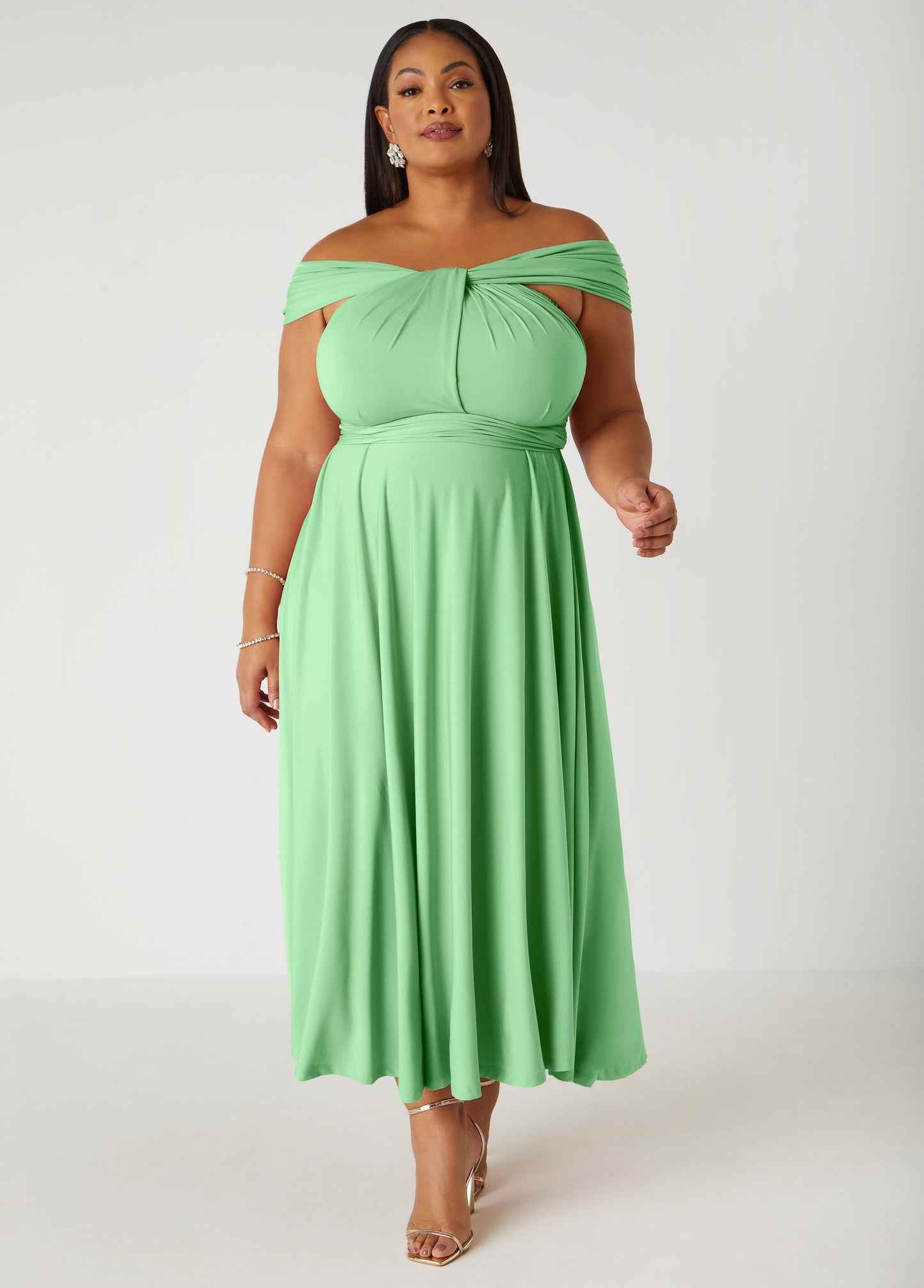 Ashley Stewart Convertible Multi Way Dress Green