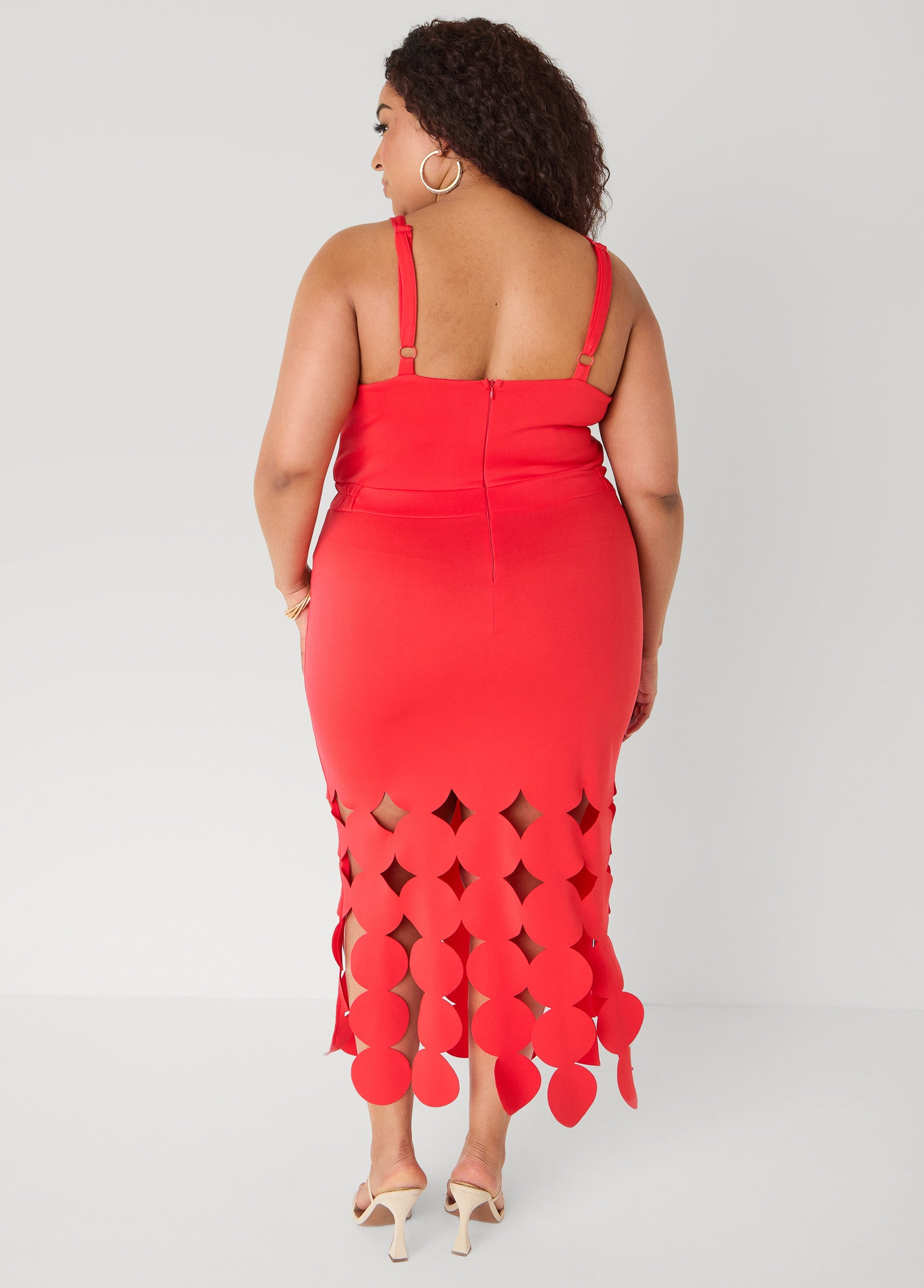 Ashley Stewart Cutout Embellished Bodycon Dress Poinsettia