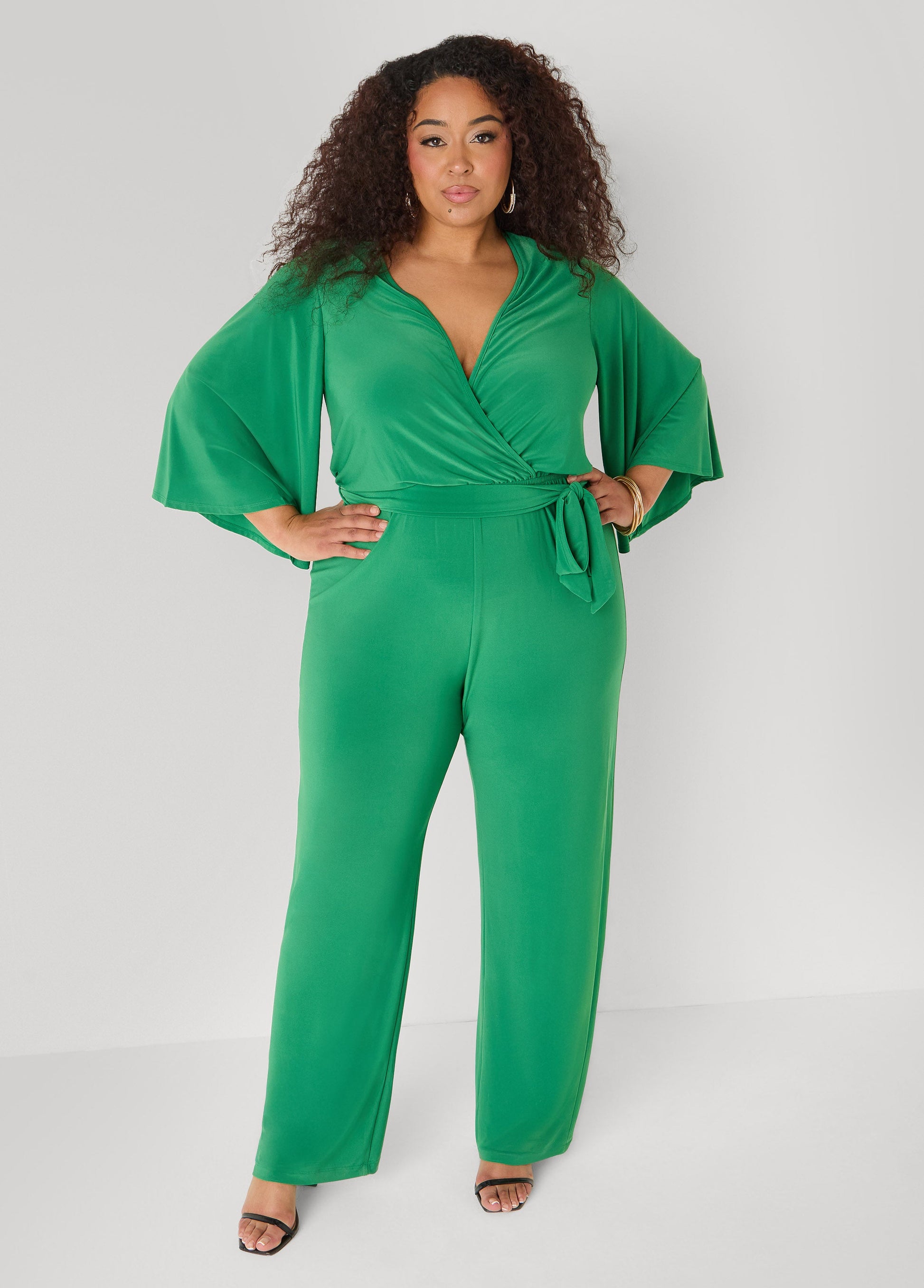 Ashley Stewart Stretch Knit Faux Wrap Jumpsuit Amazon