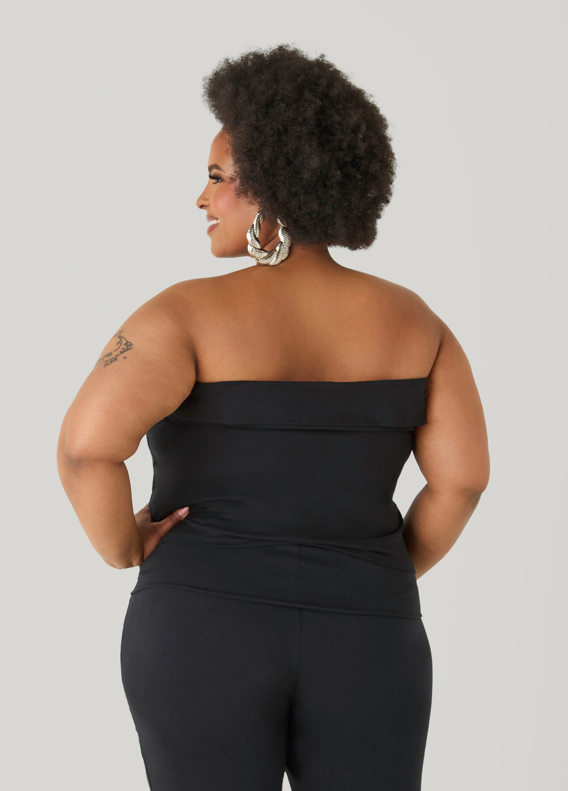 Ashley Stewart Foldover Tube Top Heather Grey