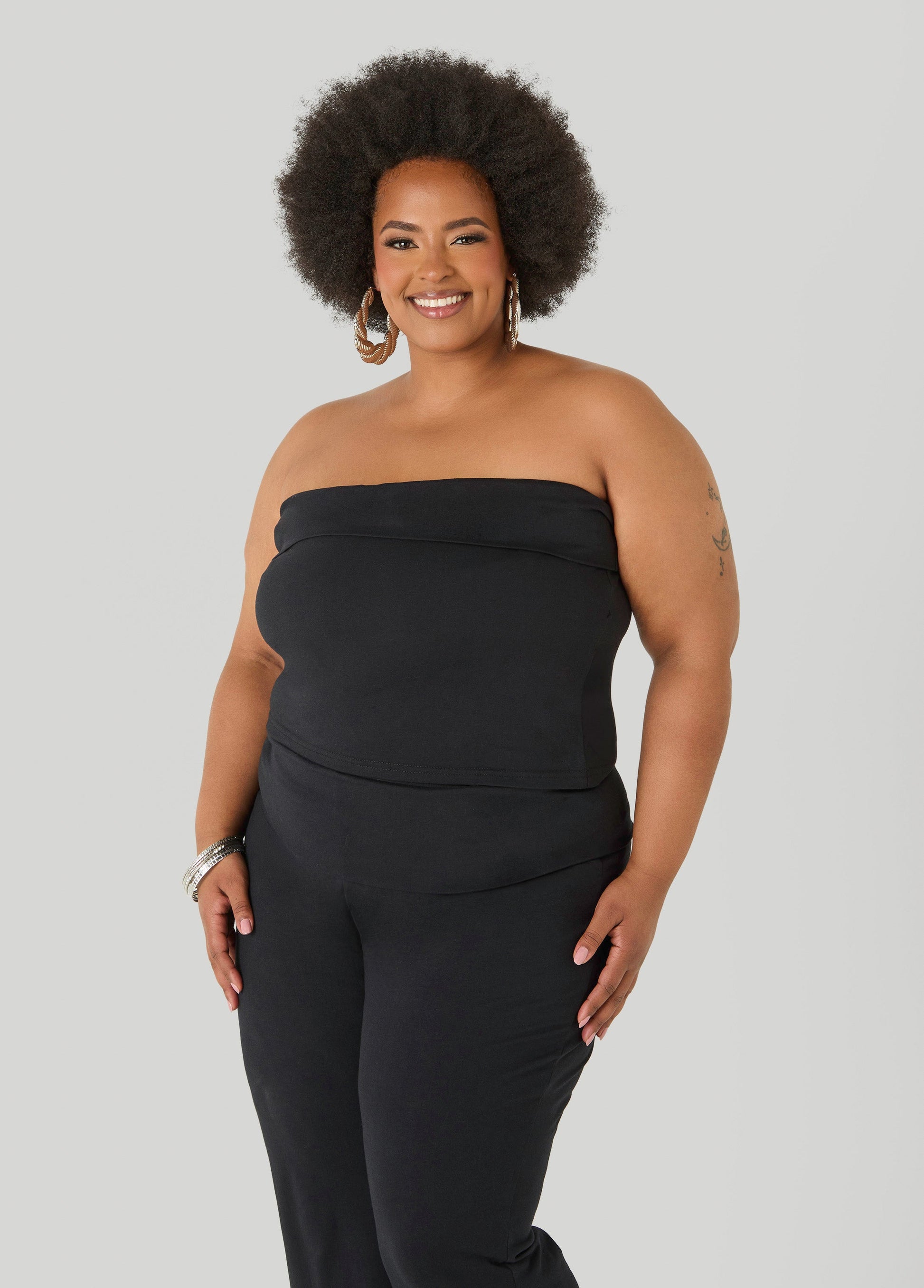 Ashley Stewart Foldover Tube Top Heather Grey