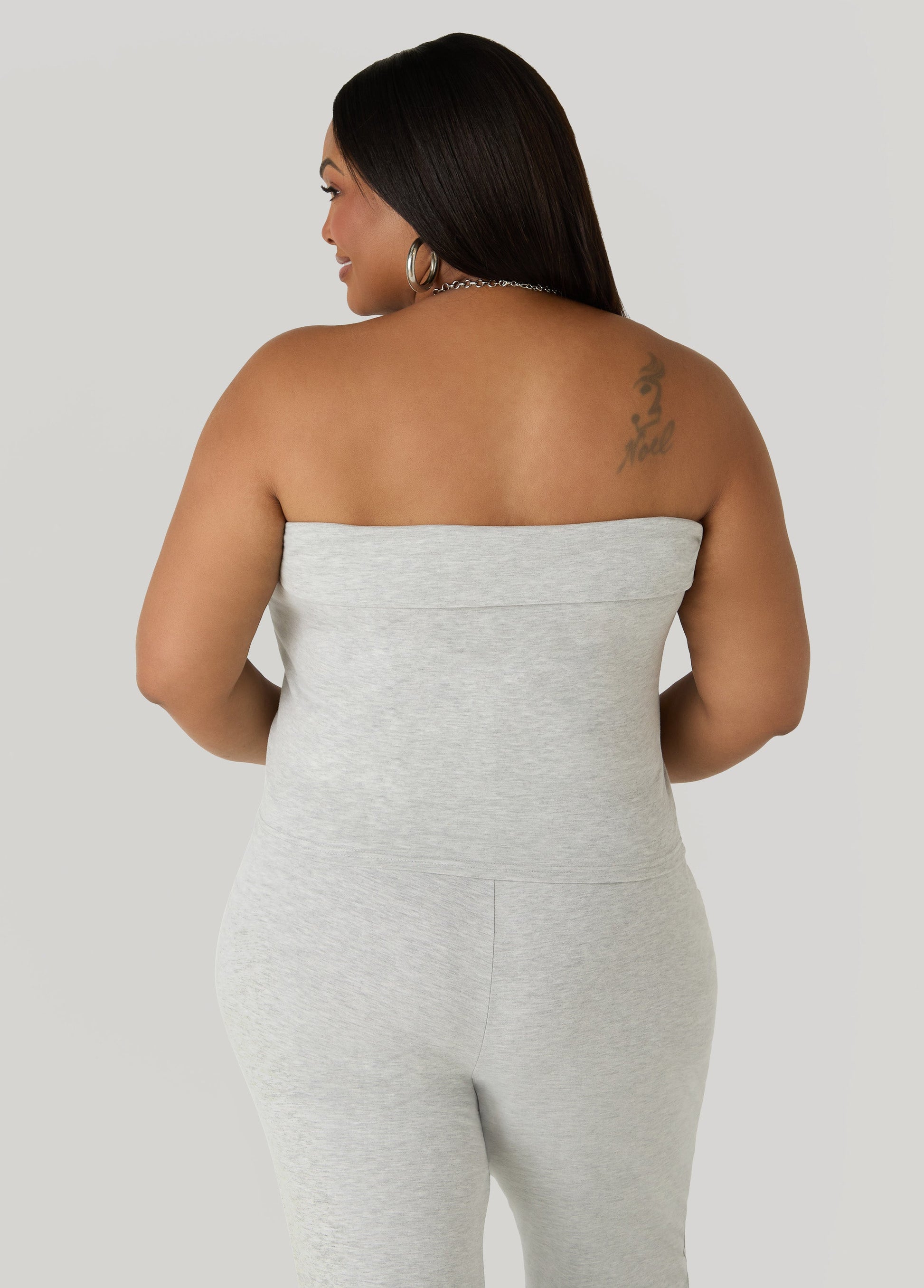Ashley Stewart Foldover Tube Top Heather Grey