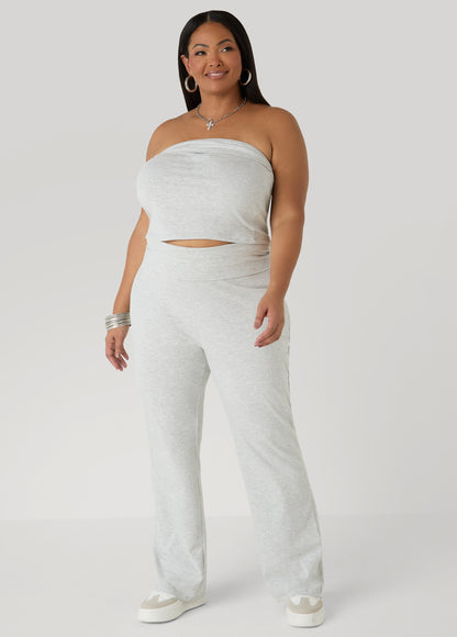 Ashley Stewart Foldover Tube Top Heather Grey