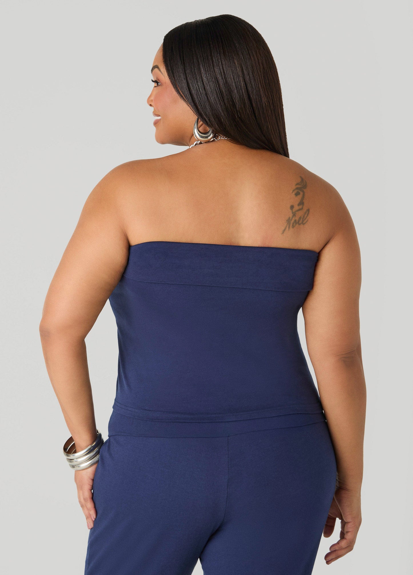 Ashley Stewart Foldover Tube Top Heather Grey