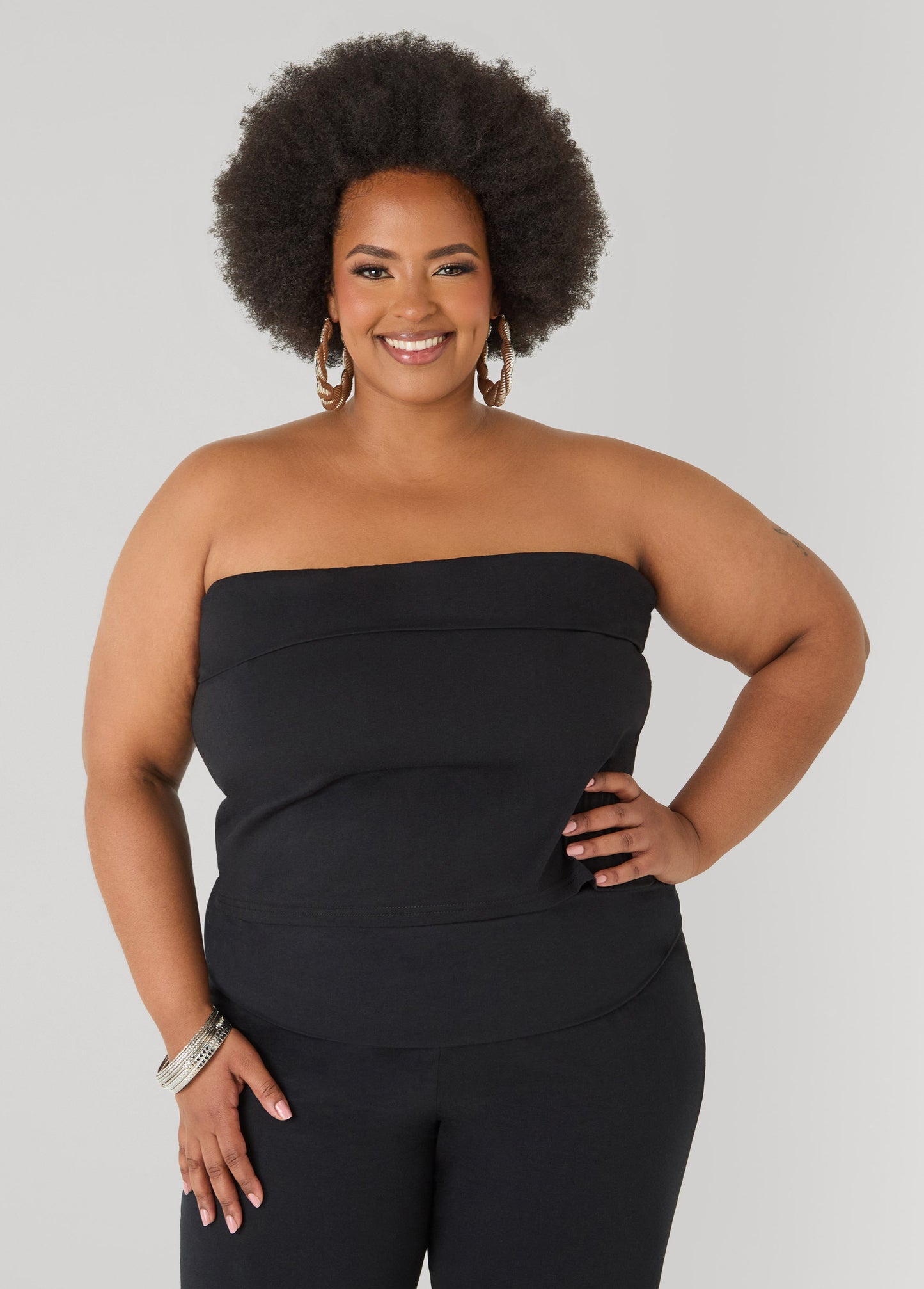 Ashley Stewart Foldover Tube Top Heather Grey